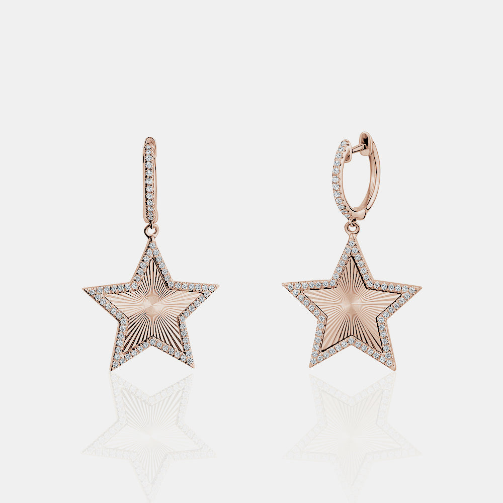 Boucles d'oreilles étoile cannelée en diamant