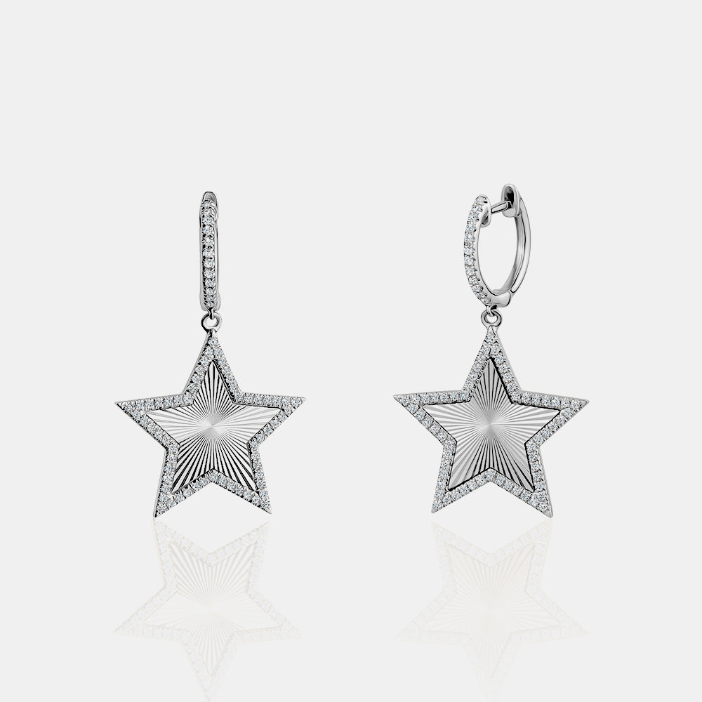 Boucles d'oreilles étoile cannelée en diamant