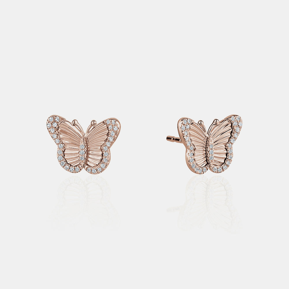clous d'oreilles papillon avec diamant