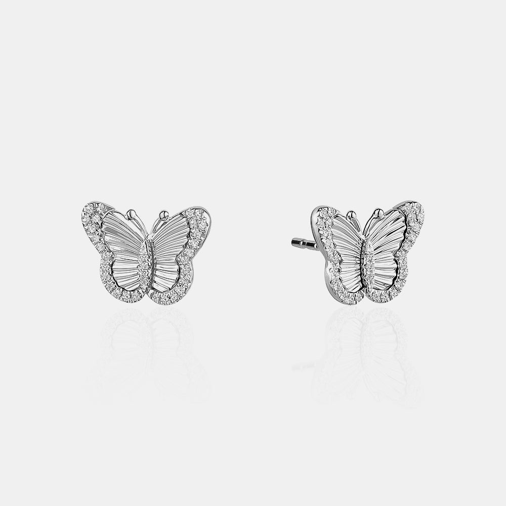 clous d'oreilles papillon avec diamant