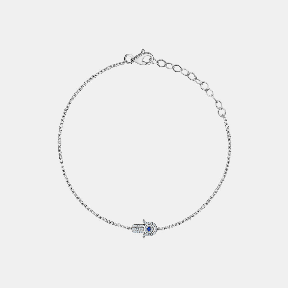 Diamond Blue Sapphire Hamsa Bracelet