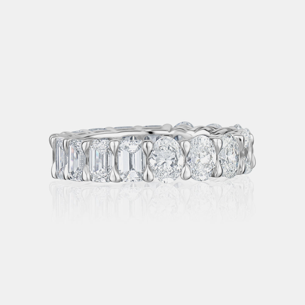 Half Oval Half Emerald Eternity Band