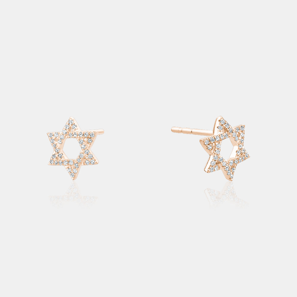 Diamond Star of David Studs