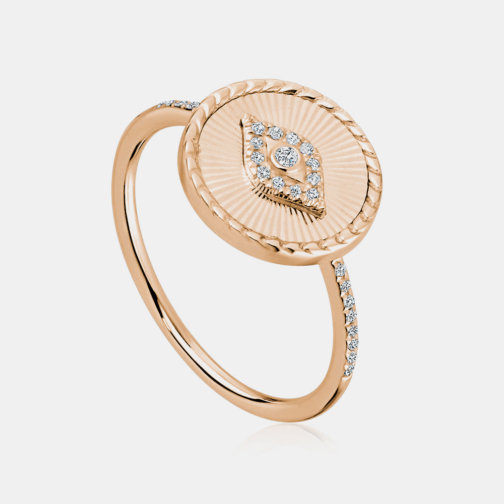 Bague à diamant en forme d'œil maléfique cannelé