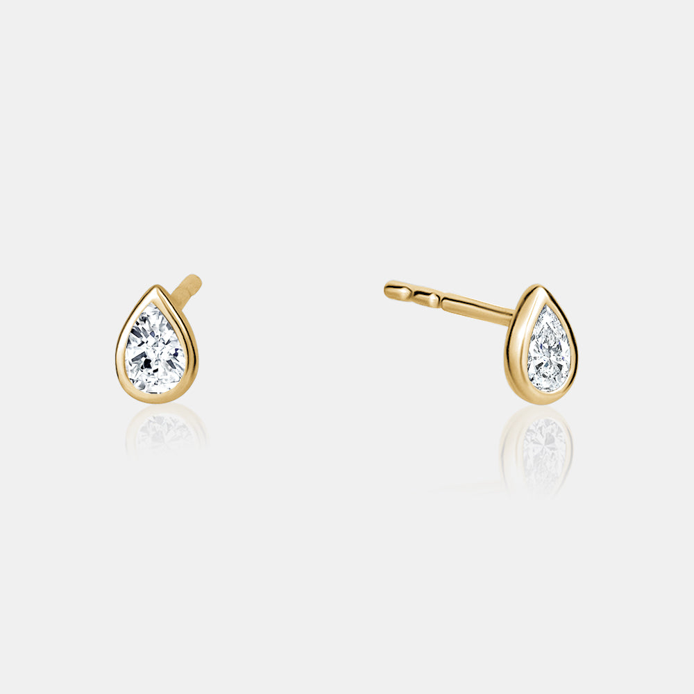 Diamond Bezel Set Pear Studs