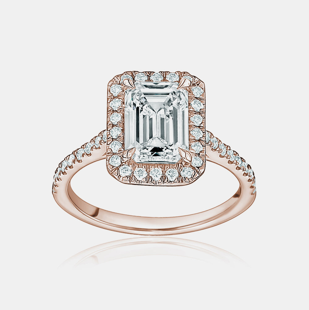 Emerald Cut With Halo Engagement Ring