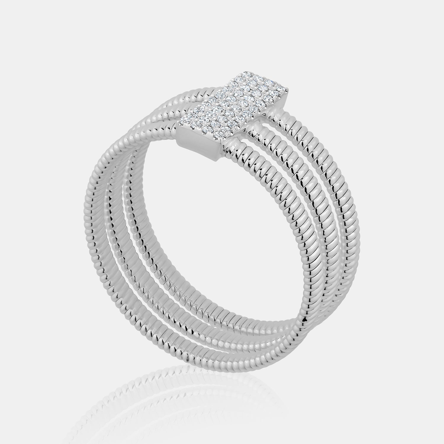 Three Row Omega Diamond Ring