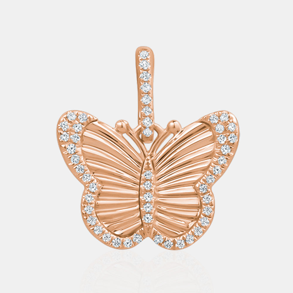 Fluted Diamond Butterfly Charm