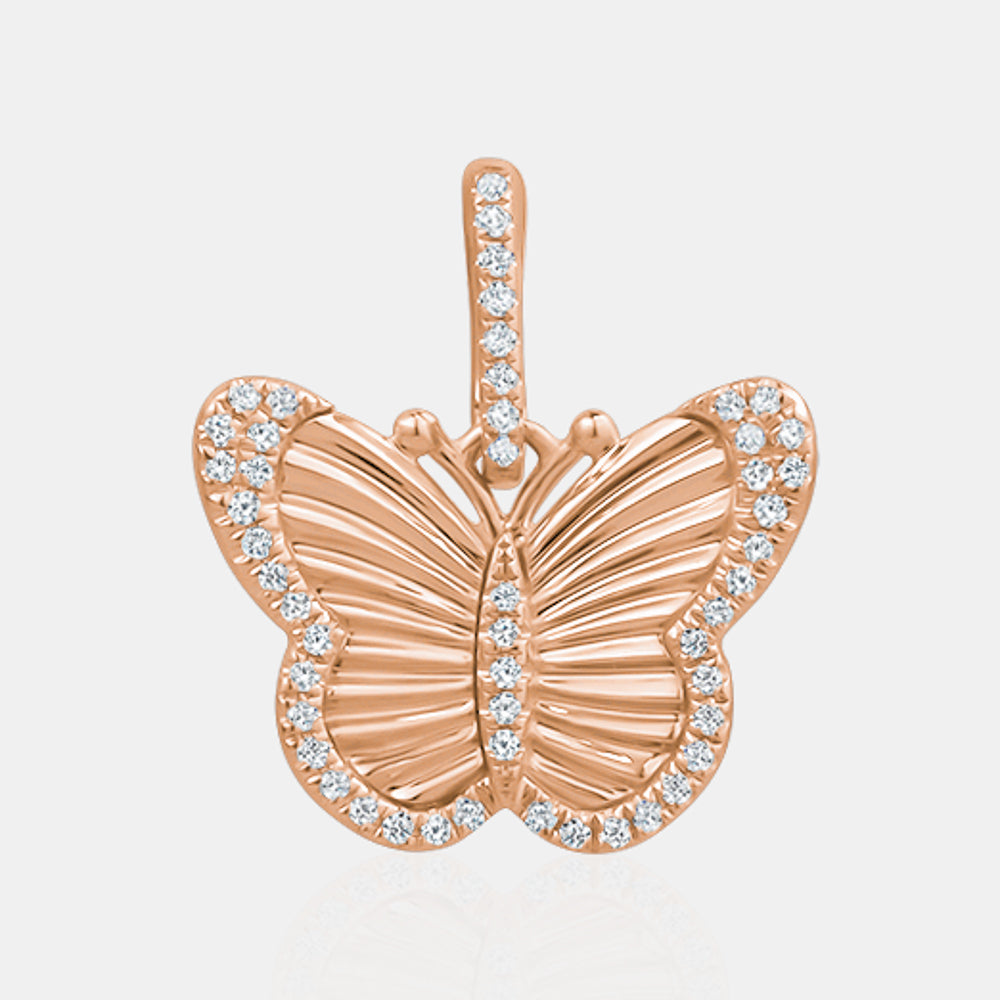 Breloque papillon en diamant cannelé