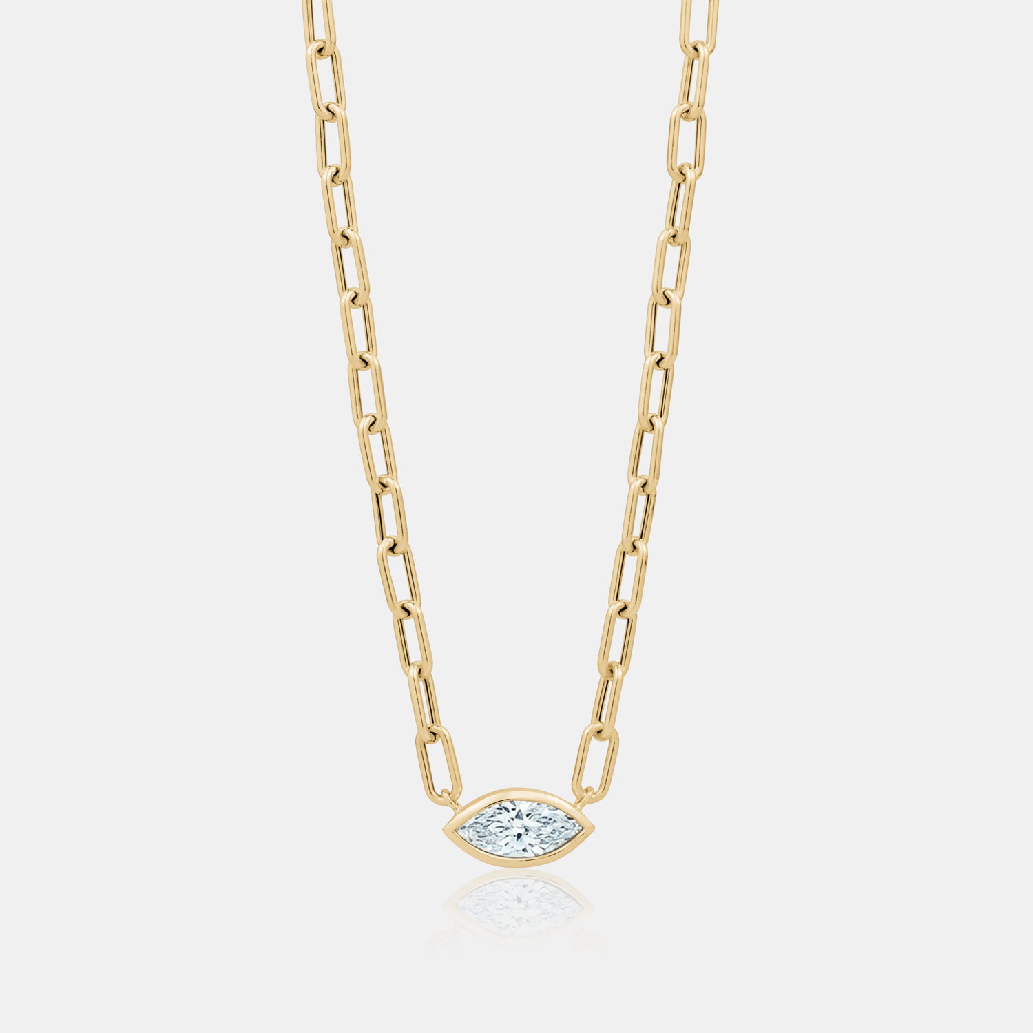 Bezel Marquise Chain Link Necklace