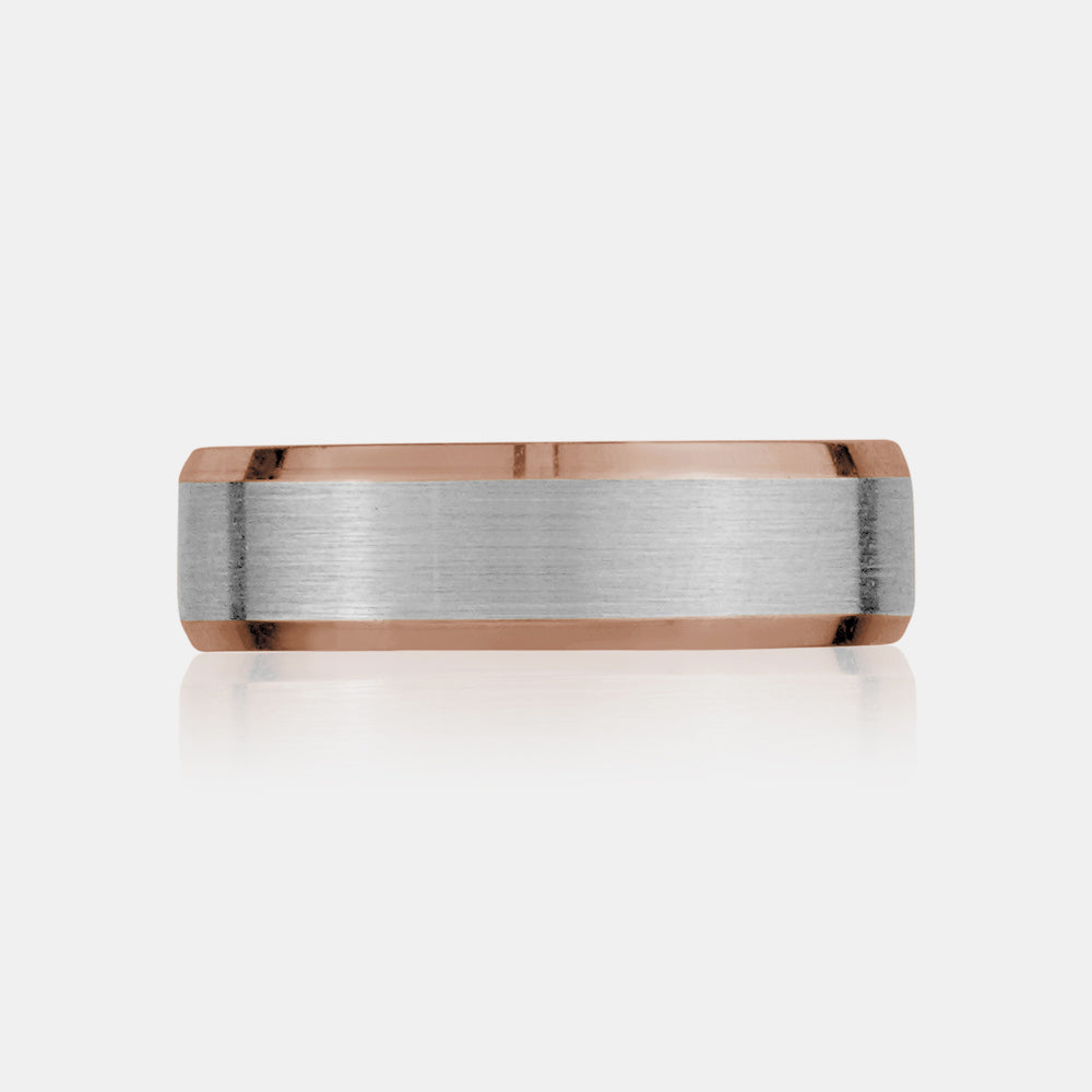 Alliance 18K bicolore à centre brossé