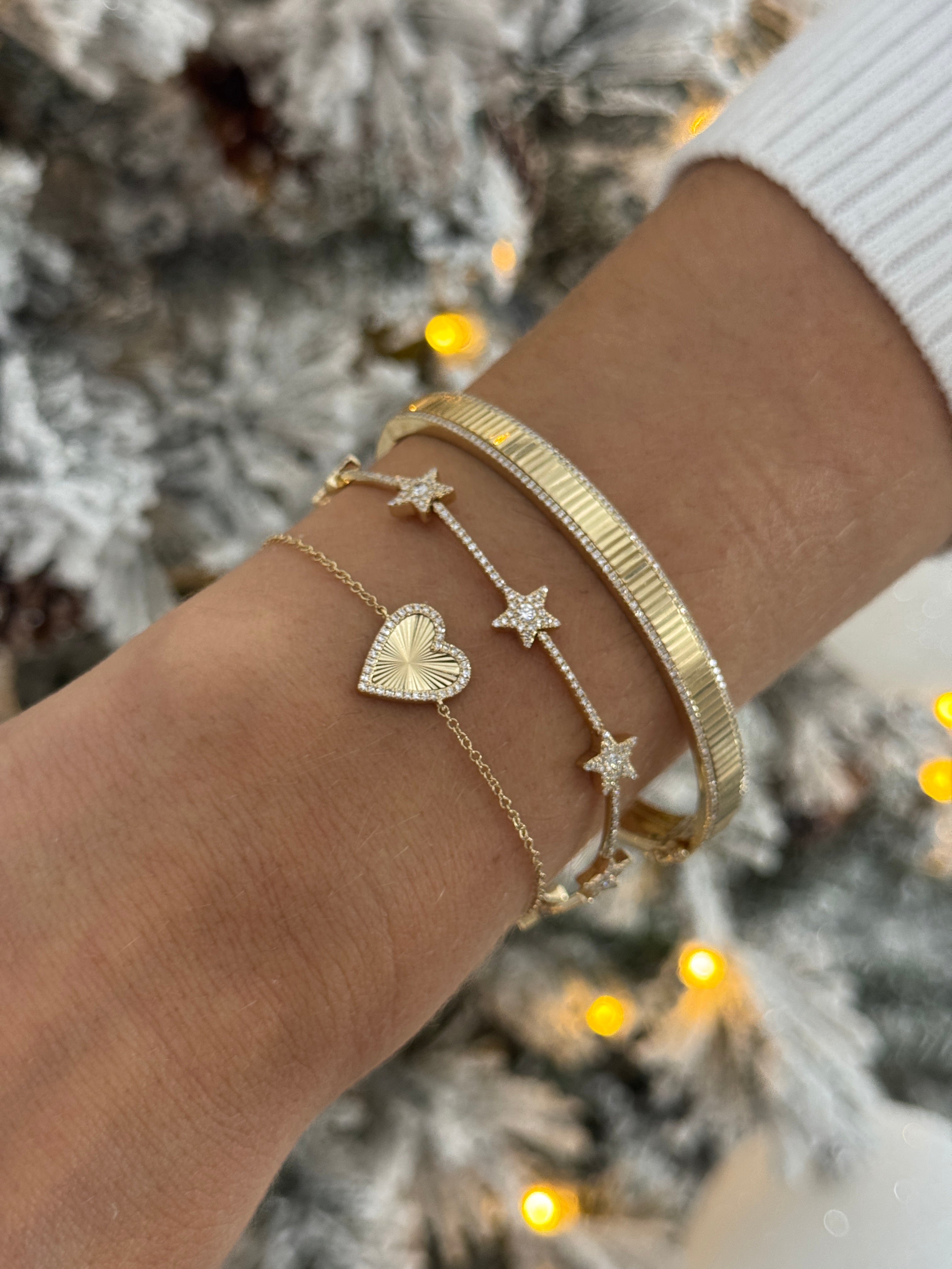 Diamond Fluted Heart Bracelet