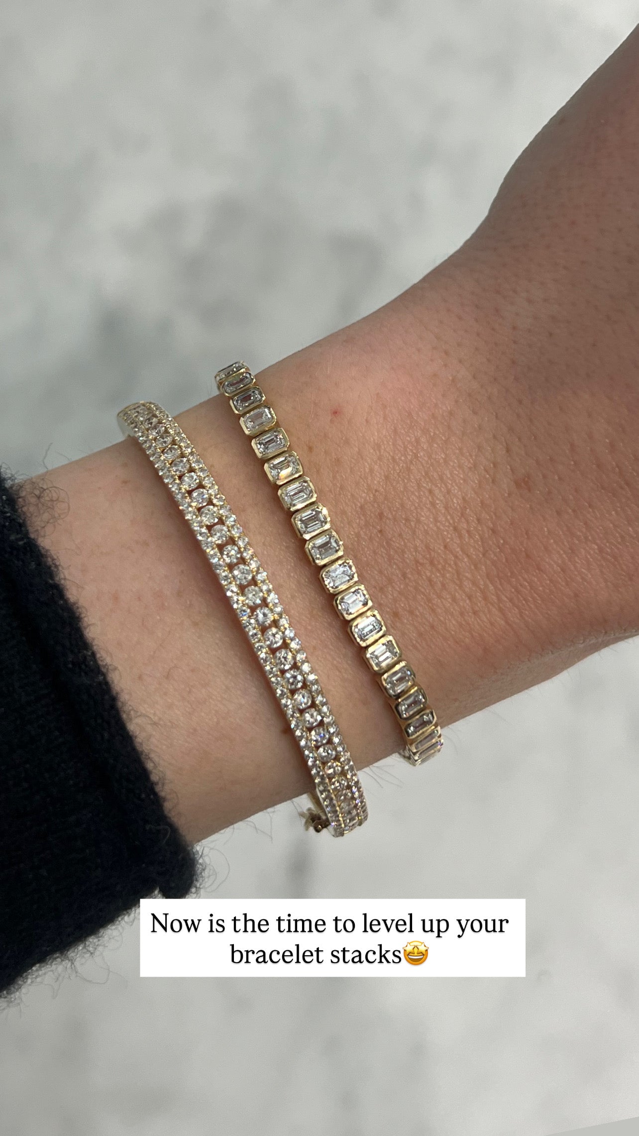 Lab Grown Bezel Emerald Cut Bracelet