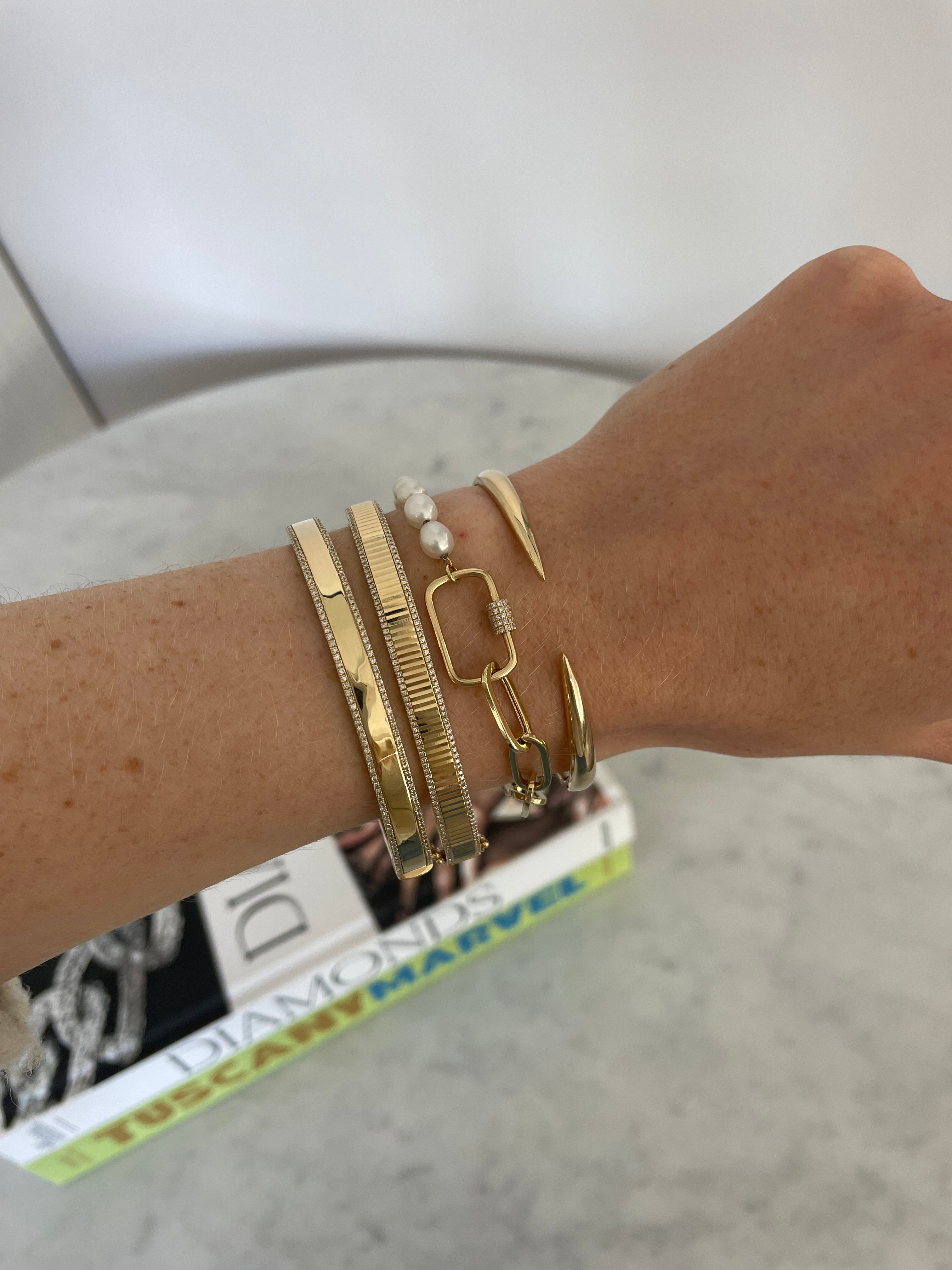 Pearl and Paperclip Diamond Clasp Bracelet