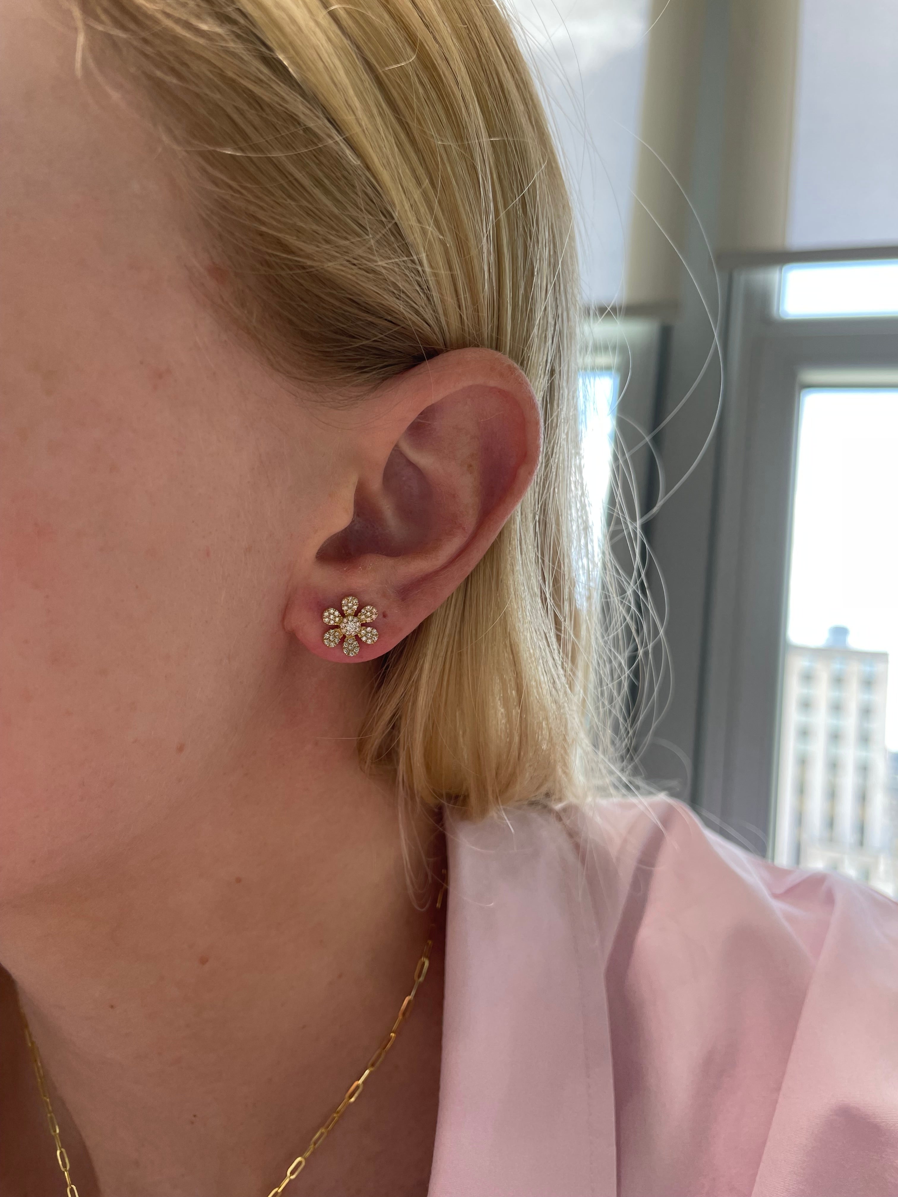 Diamond Flower Earrings