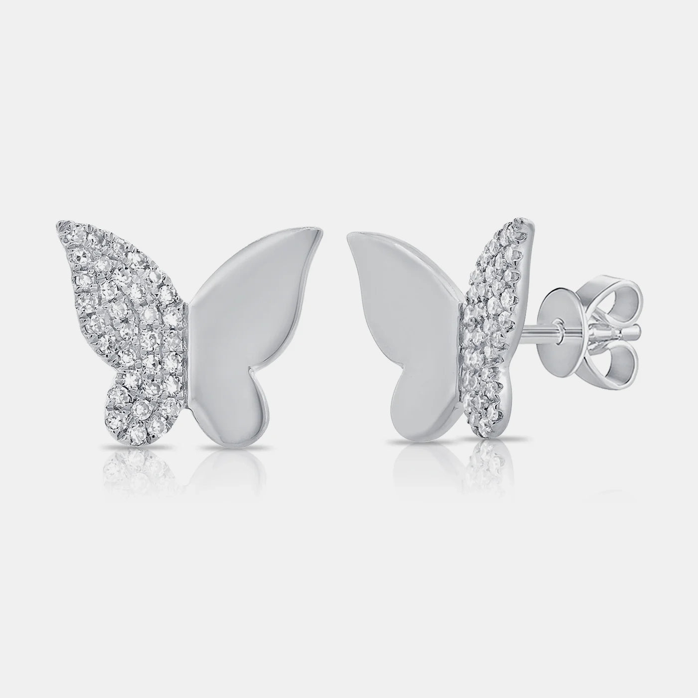 Half Gold Half Pavé Butterfly Studs