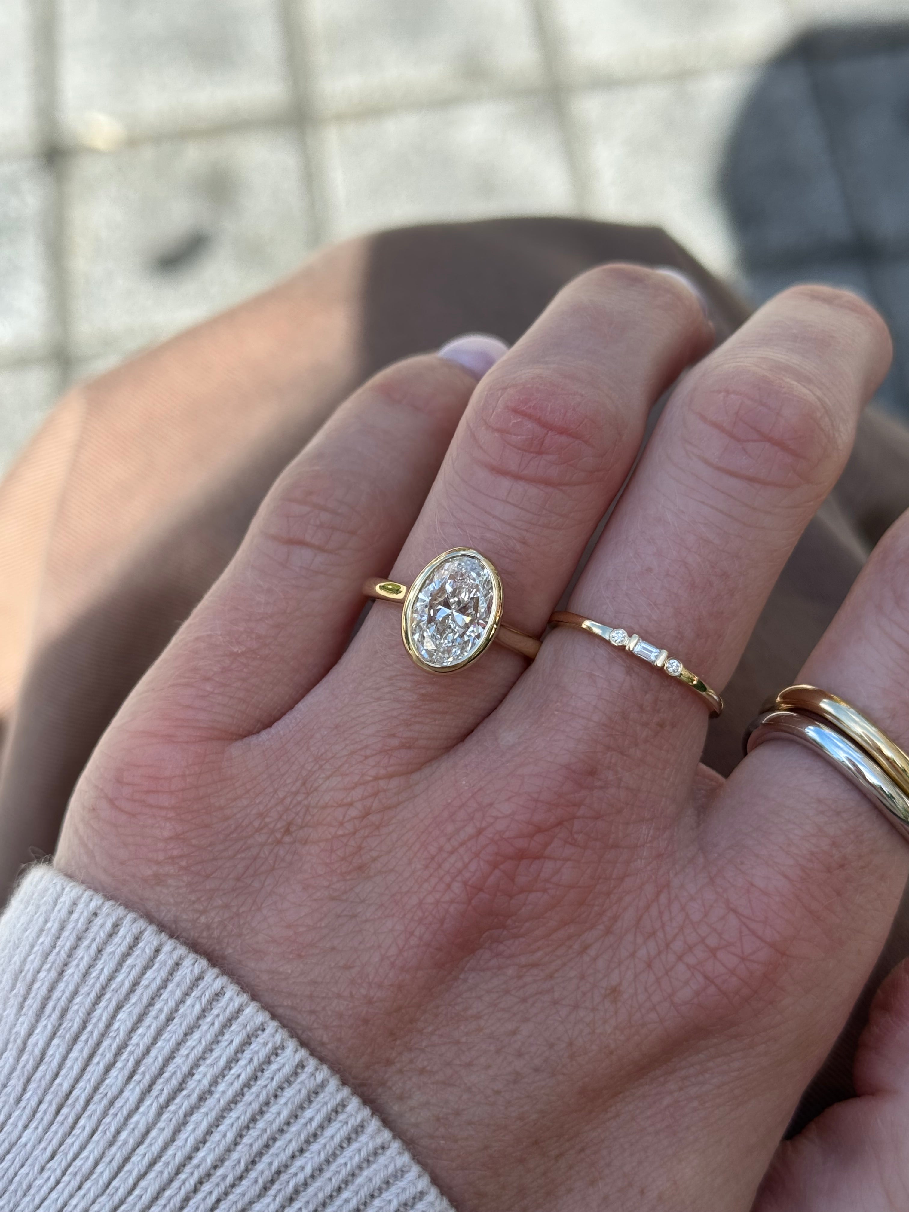 2.5ct Oval Cut Lab Bezel Engagement Ring
