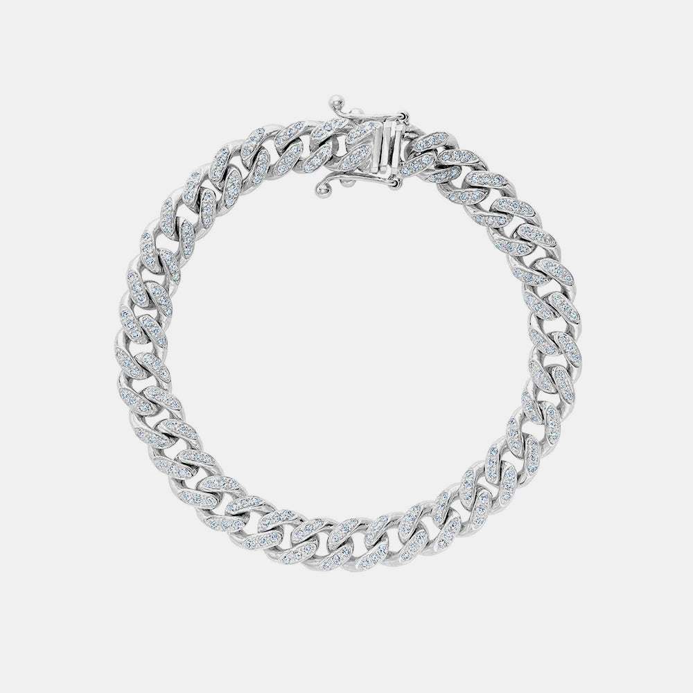 Bracelet à maillons cubains avec diamants