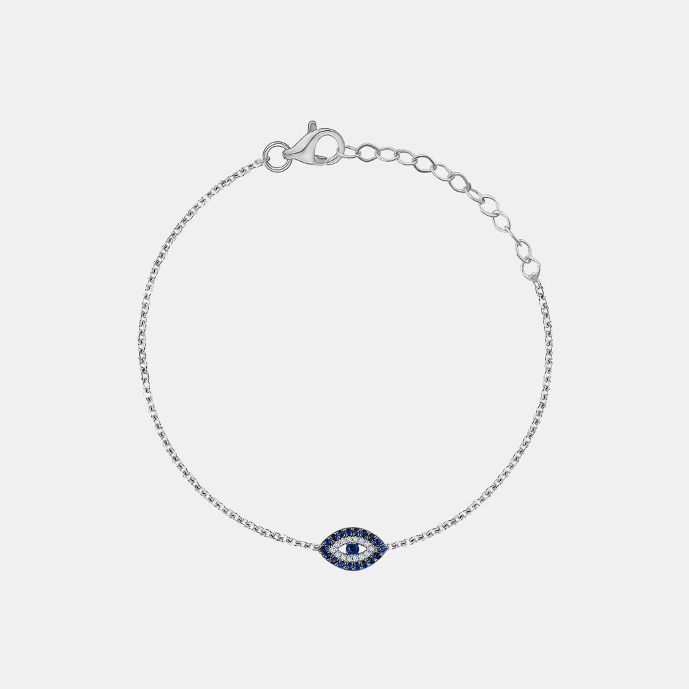 Diamond Blue Sapphire Evil Eye Bracelet