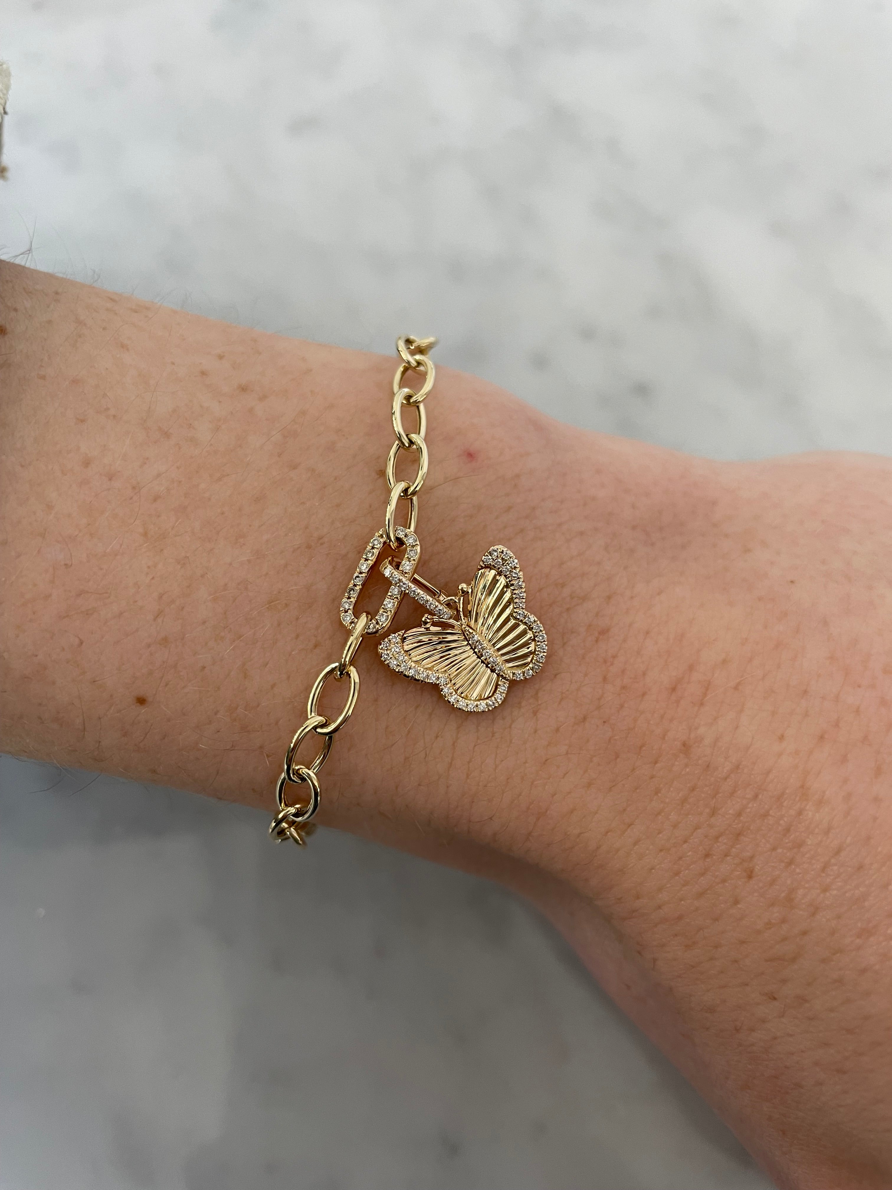 Fluted Diamond Butterfly Charm