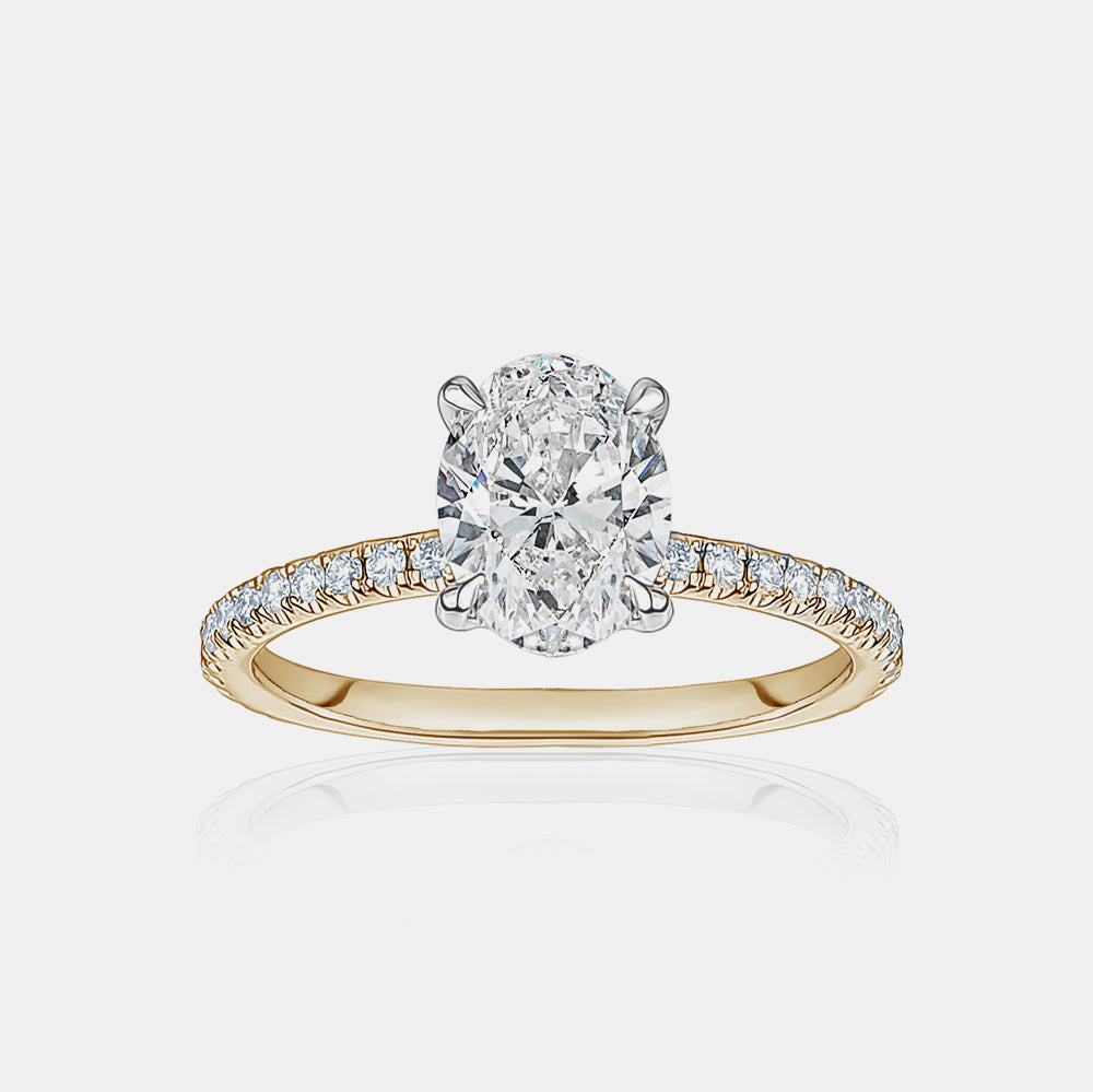 Oval Cut Engagement Ring with Pavé Band