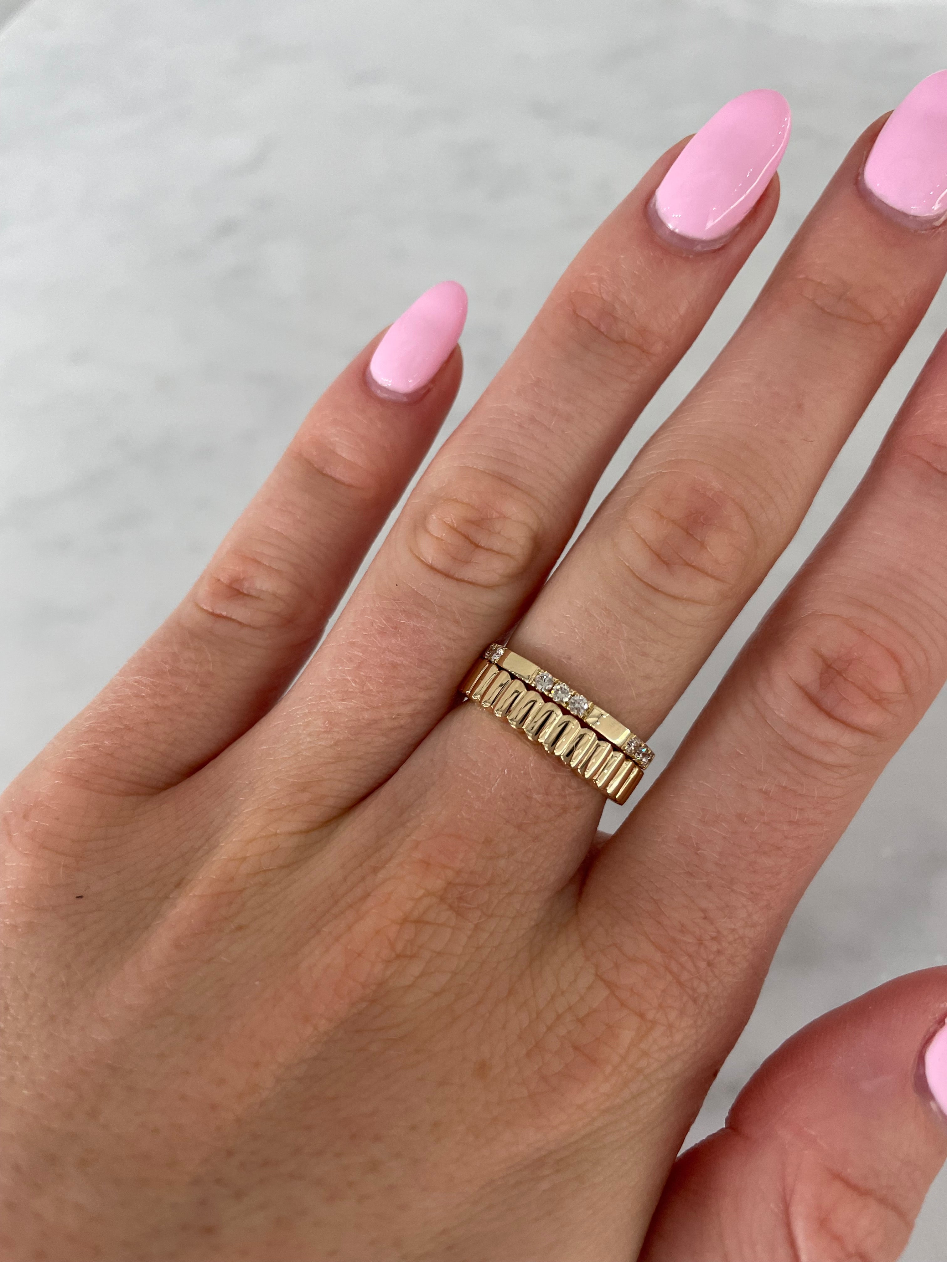 Stackable Diamond Pattern Ring