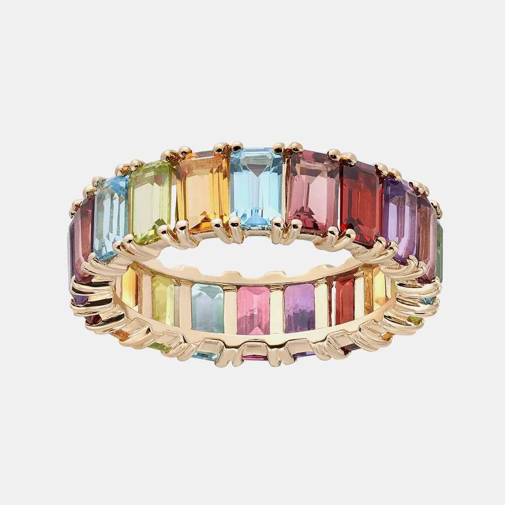 Rainbow Emerald Cut Eternity Band Isaac Mayer Fine Jewelry