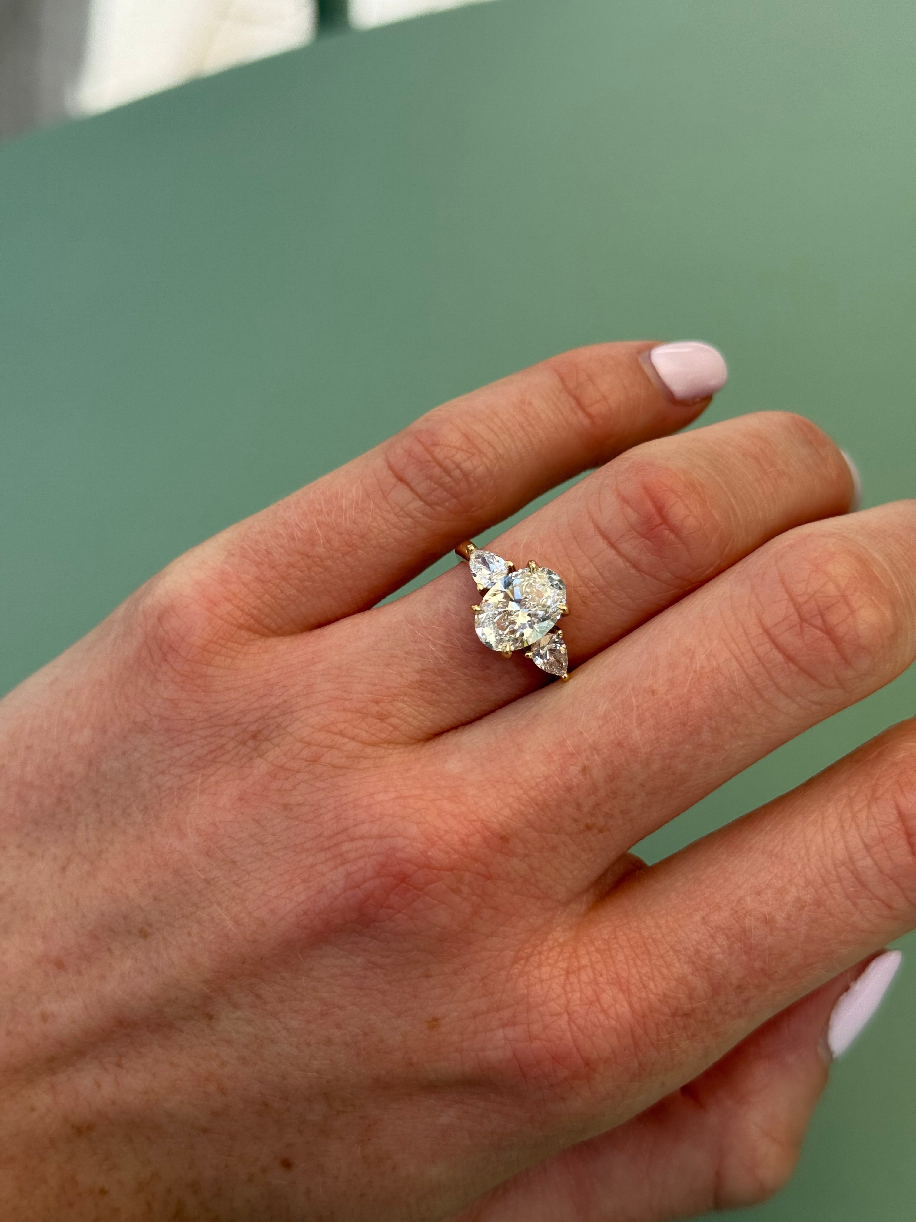 2.00ct Oval Lab Diamond Three Stone with Pears