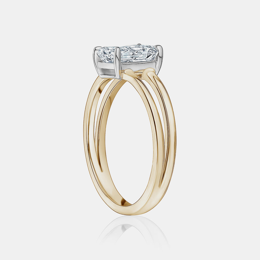 Radiant Cut with Gold Split Shank Engagement Ring