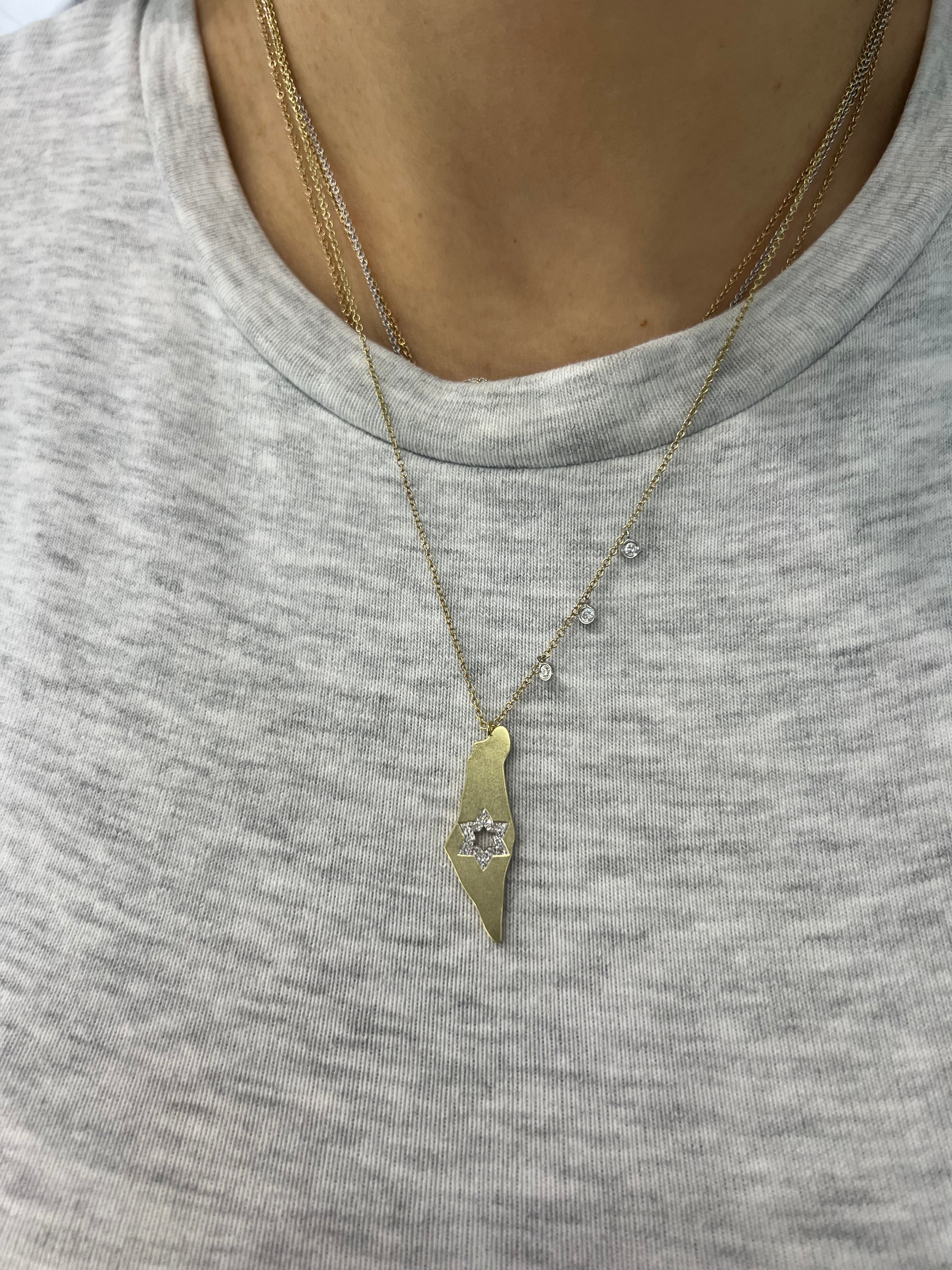 Diamond Map of Israel Necklace