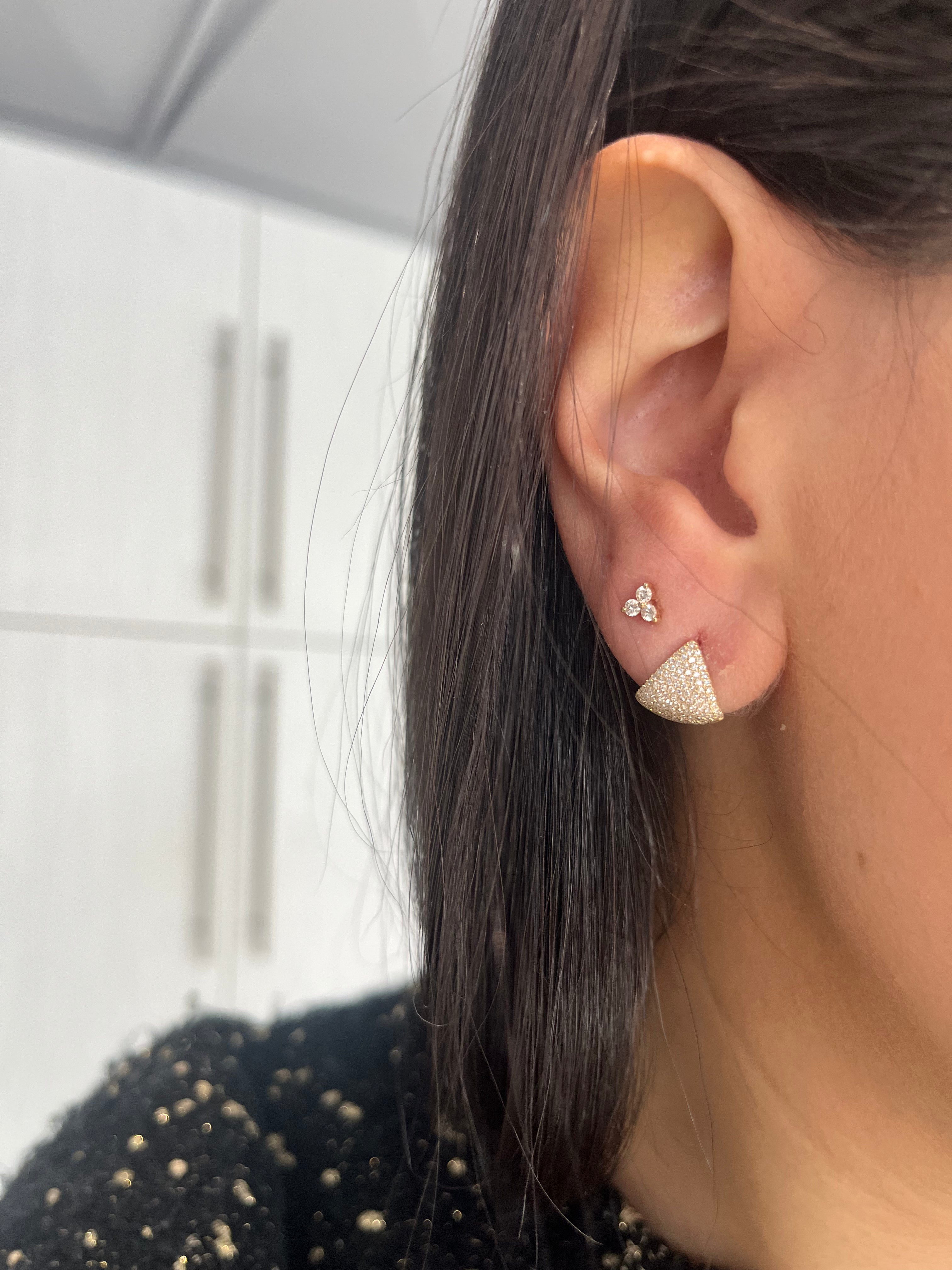 Pave Diamond Triangle Earrings