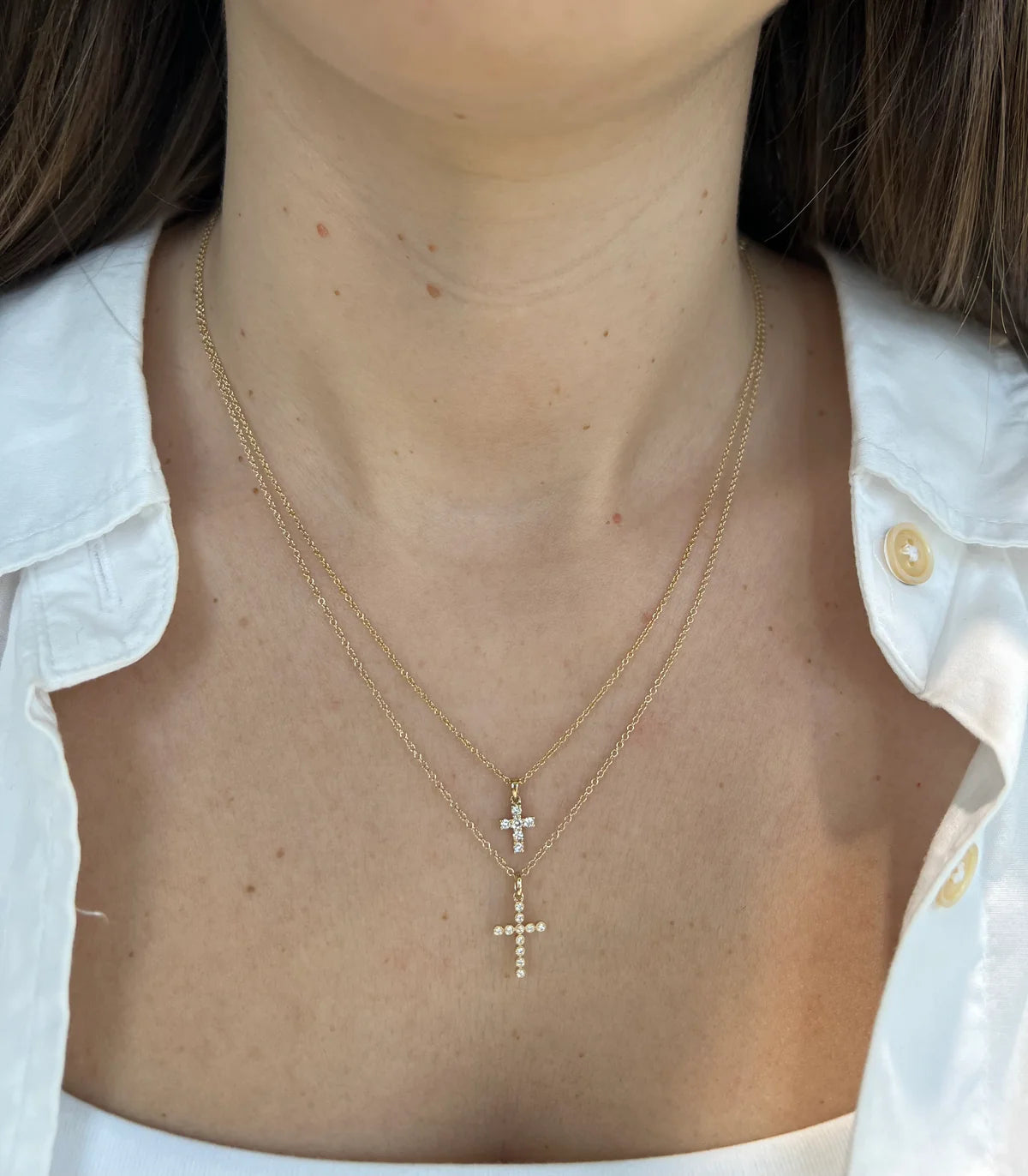 Mini Diamond Milgrain Bezel Cross Charm