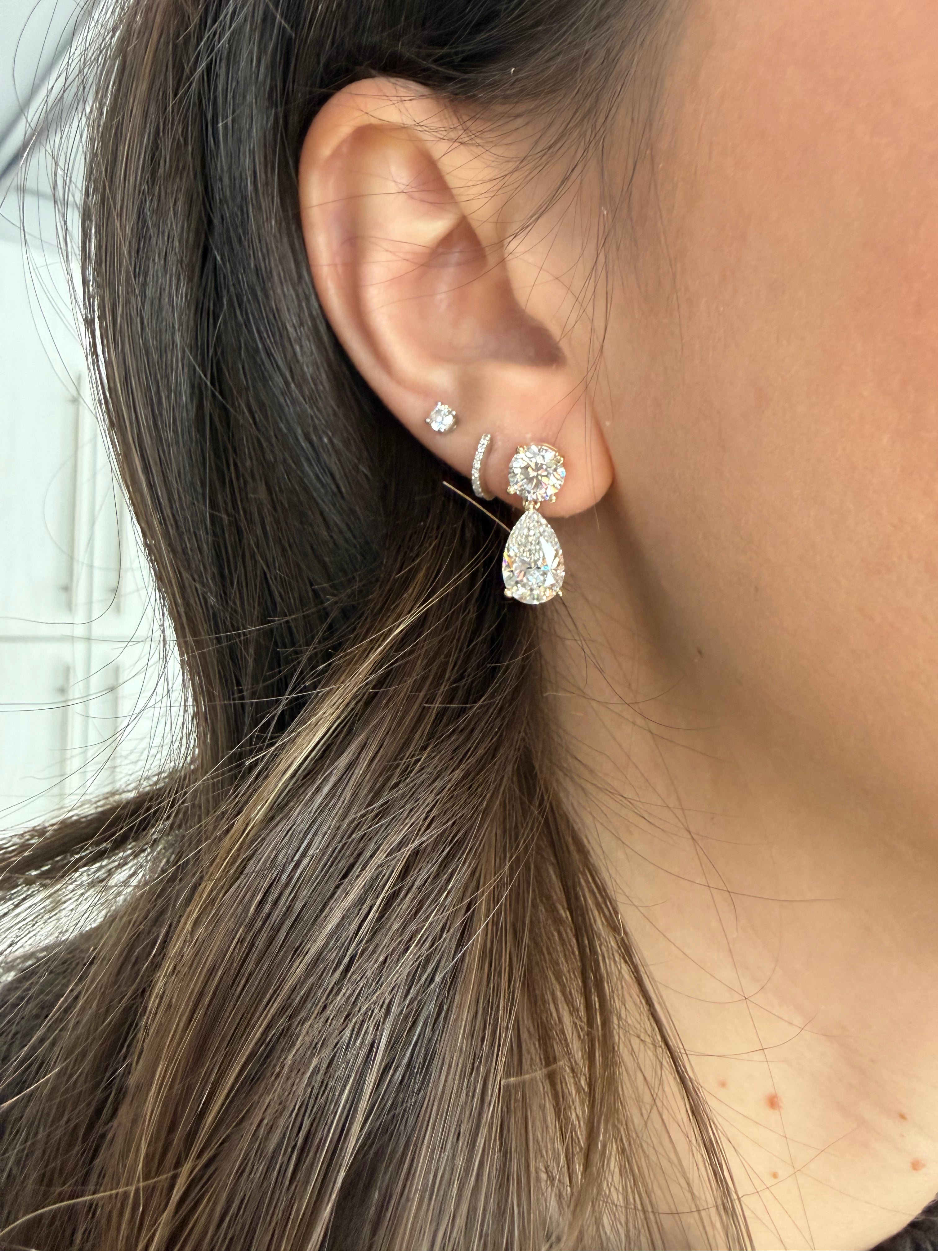 Lab Grown Pear Drop Statement Earrings