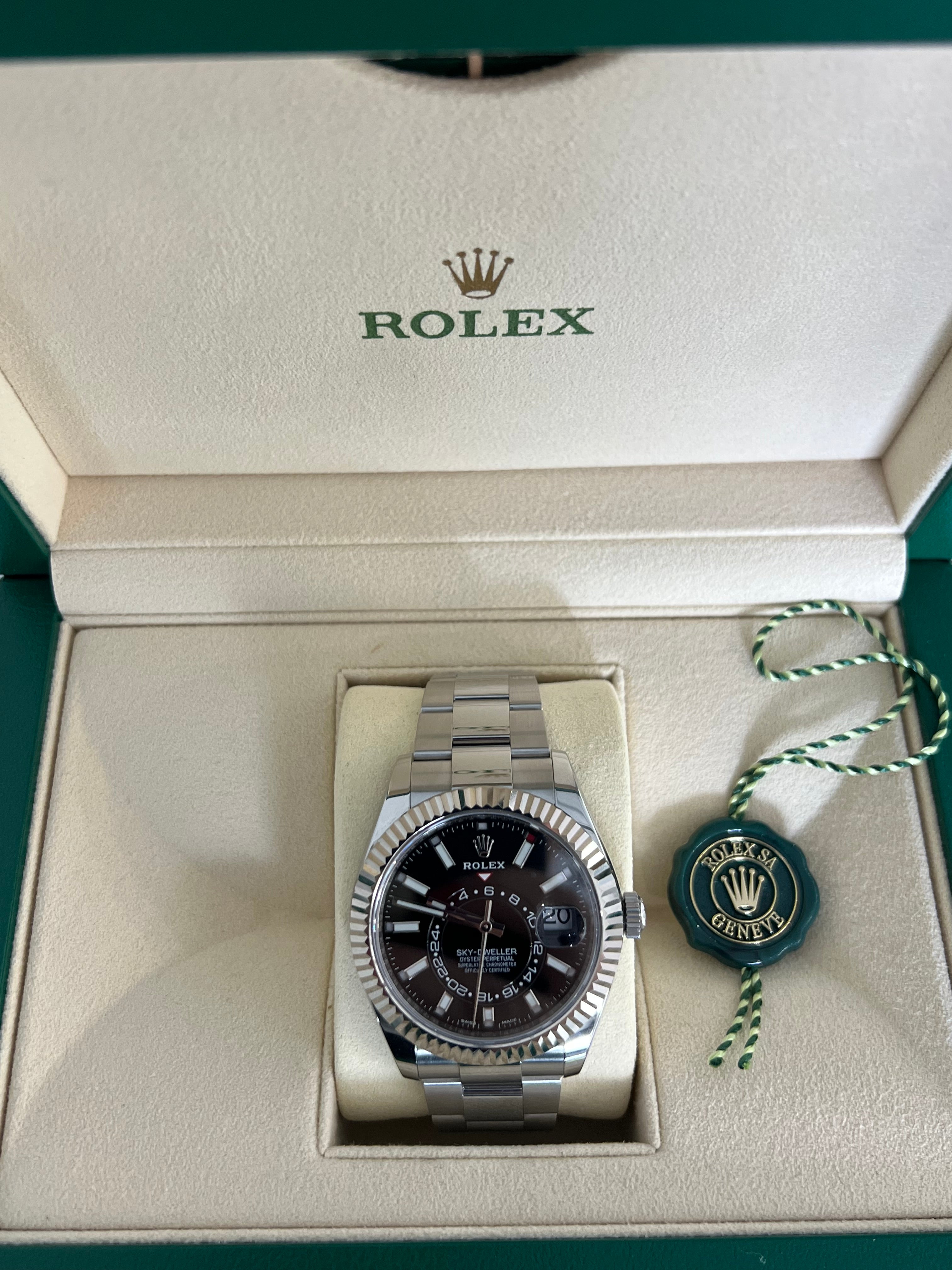 Rolex Sky-Dweller Stainless Steel Fluted Bezel Black Dial Oyster Bracelet 42mm 326934/2022