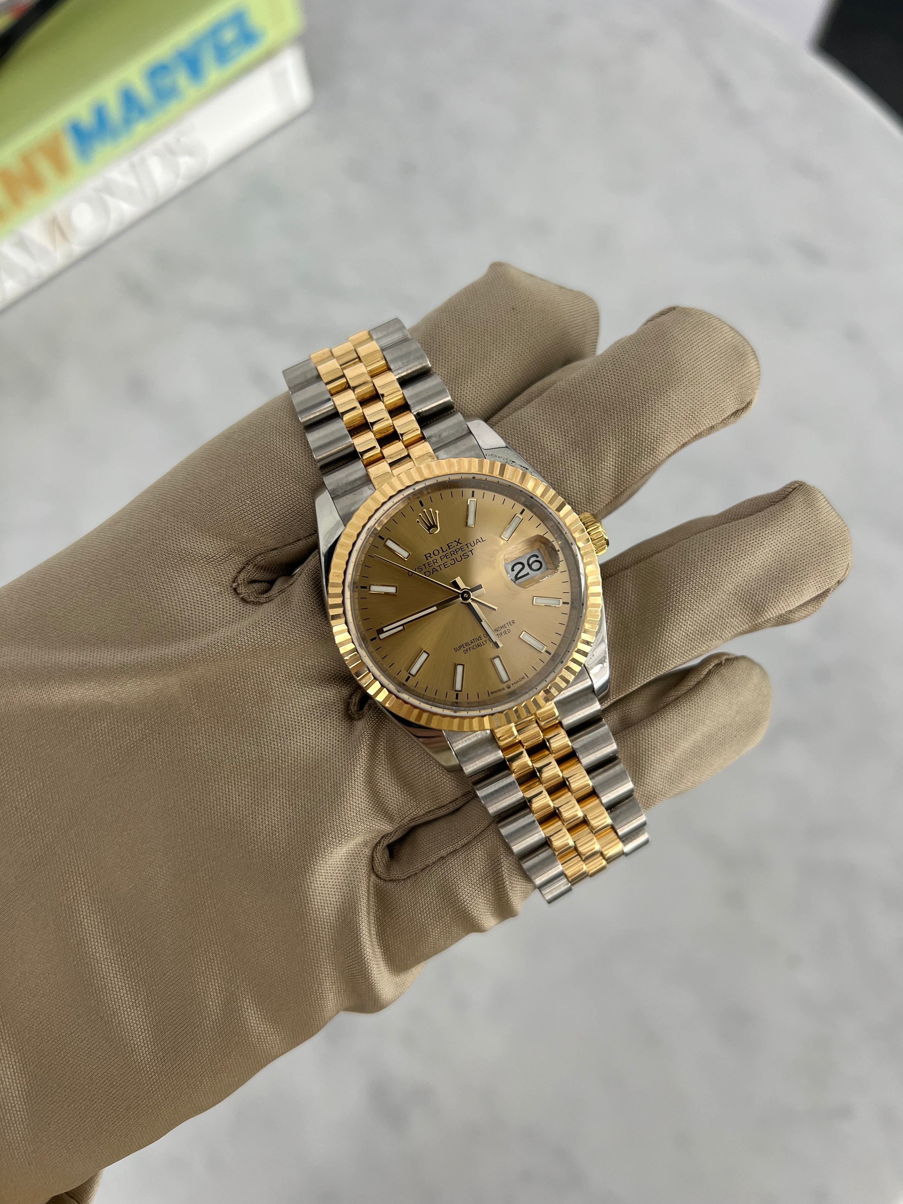 Rolex Datejust Two-Tone Yellow Champagne Dial Jubilee Bracelet 36mm 126233/2022