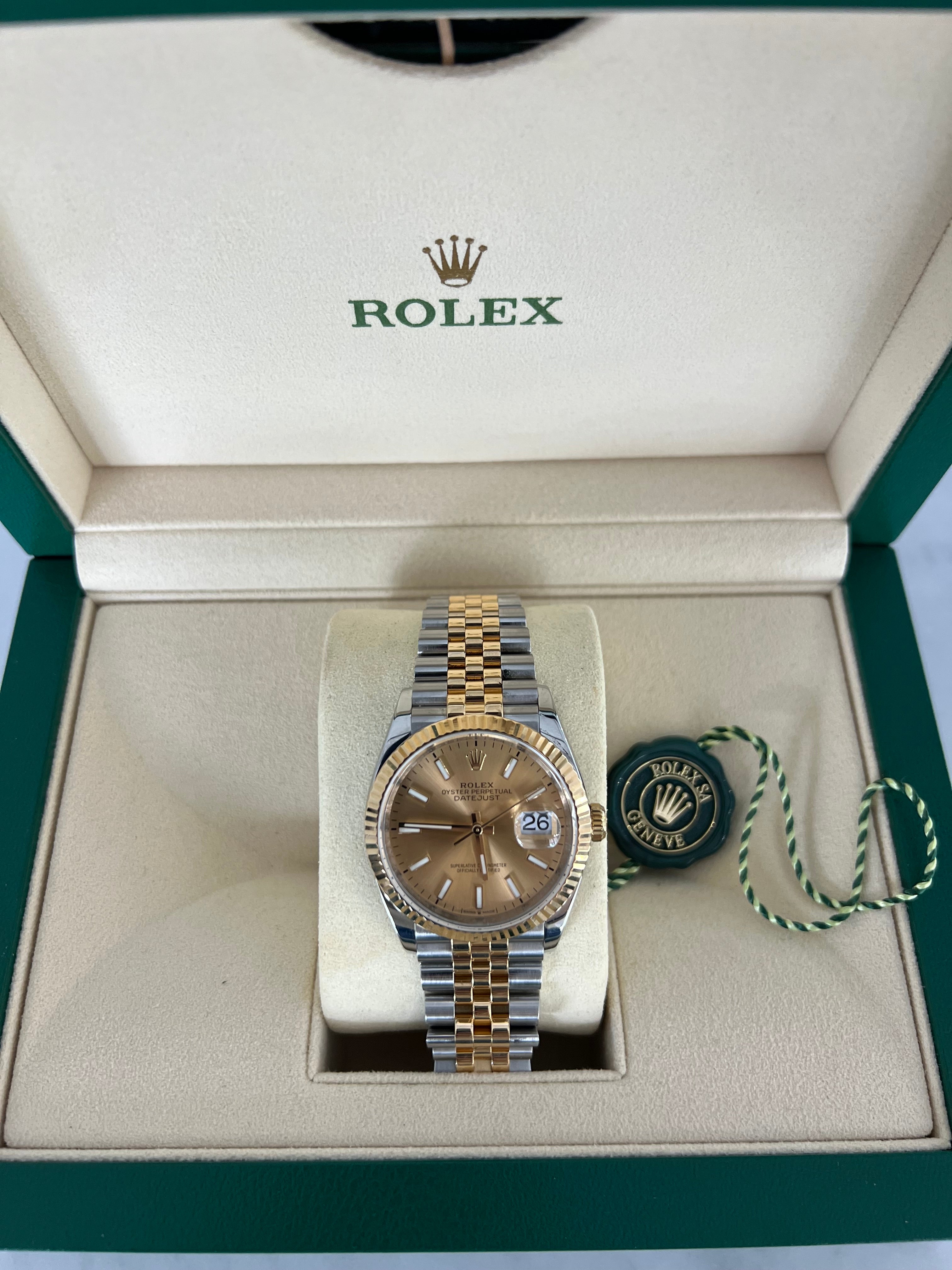 Rolex Datejust Two-Tone Yellow Champagne Dial Jubilee Bracelet 36mm 126233/2022