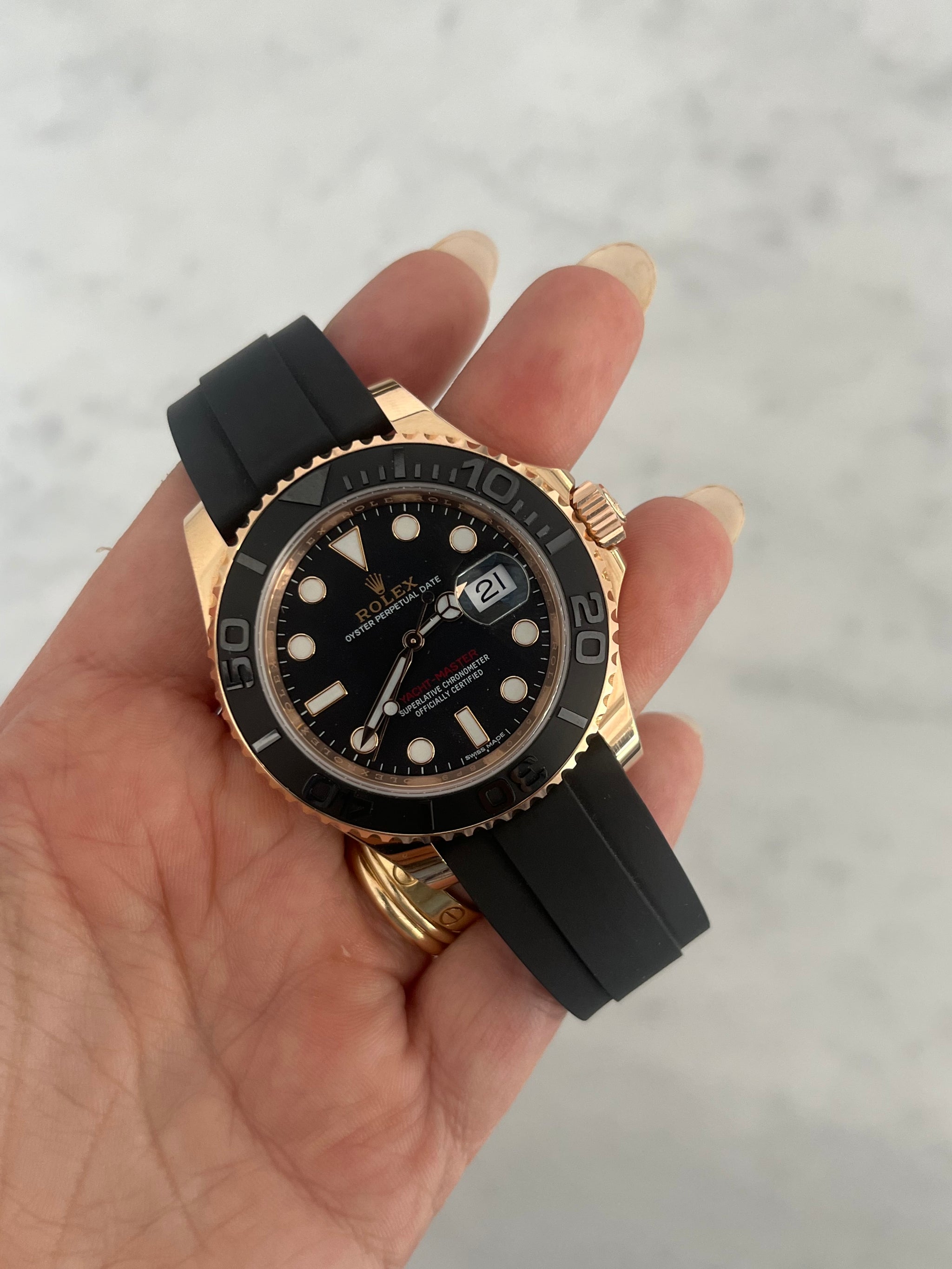 Rubber Strap Yacht Master Everose 40mm Rose Gold Rolex Yacht
