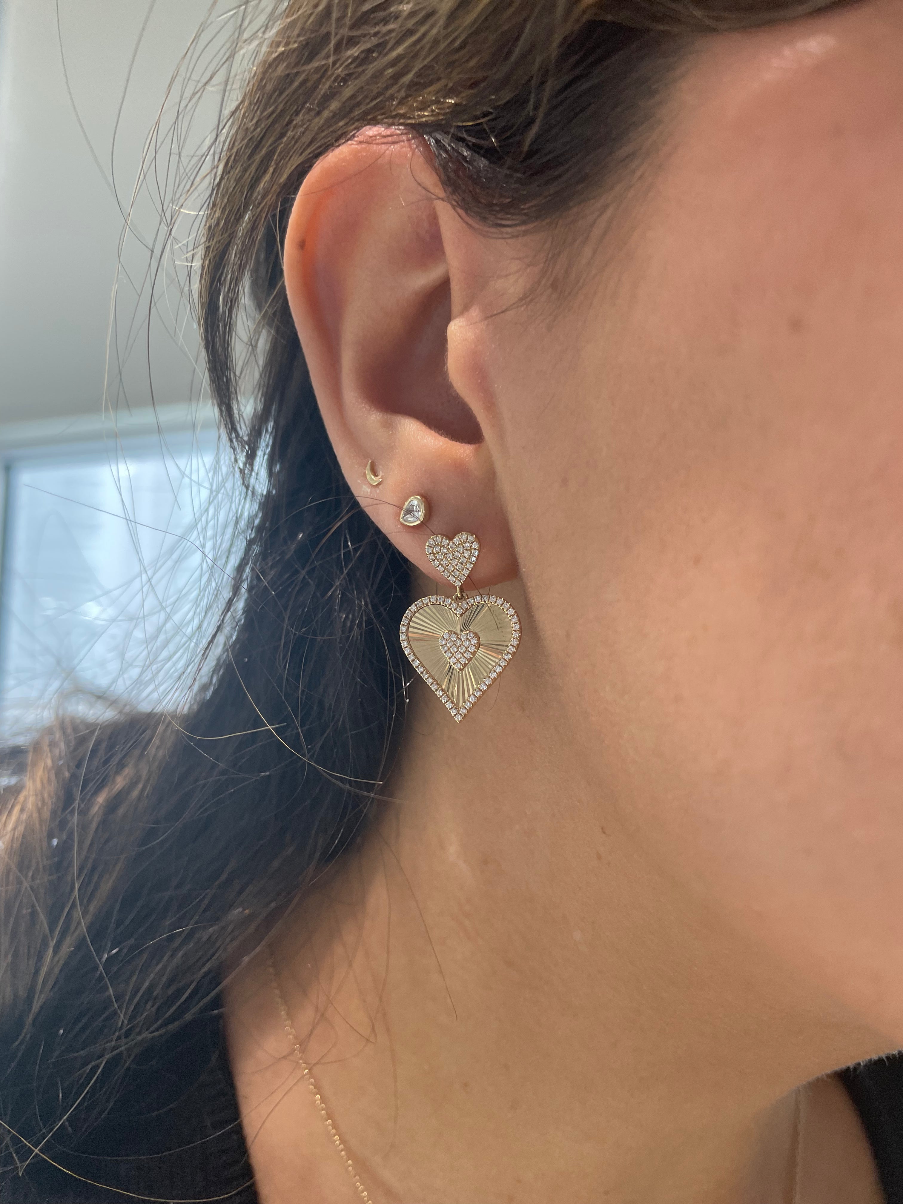 Boucles d'oreilles en forme de cœur cannelé