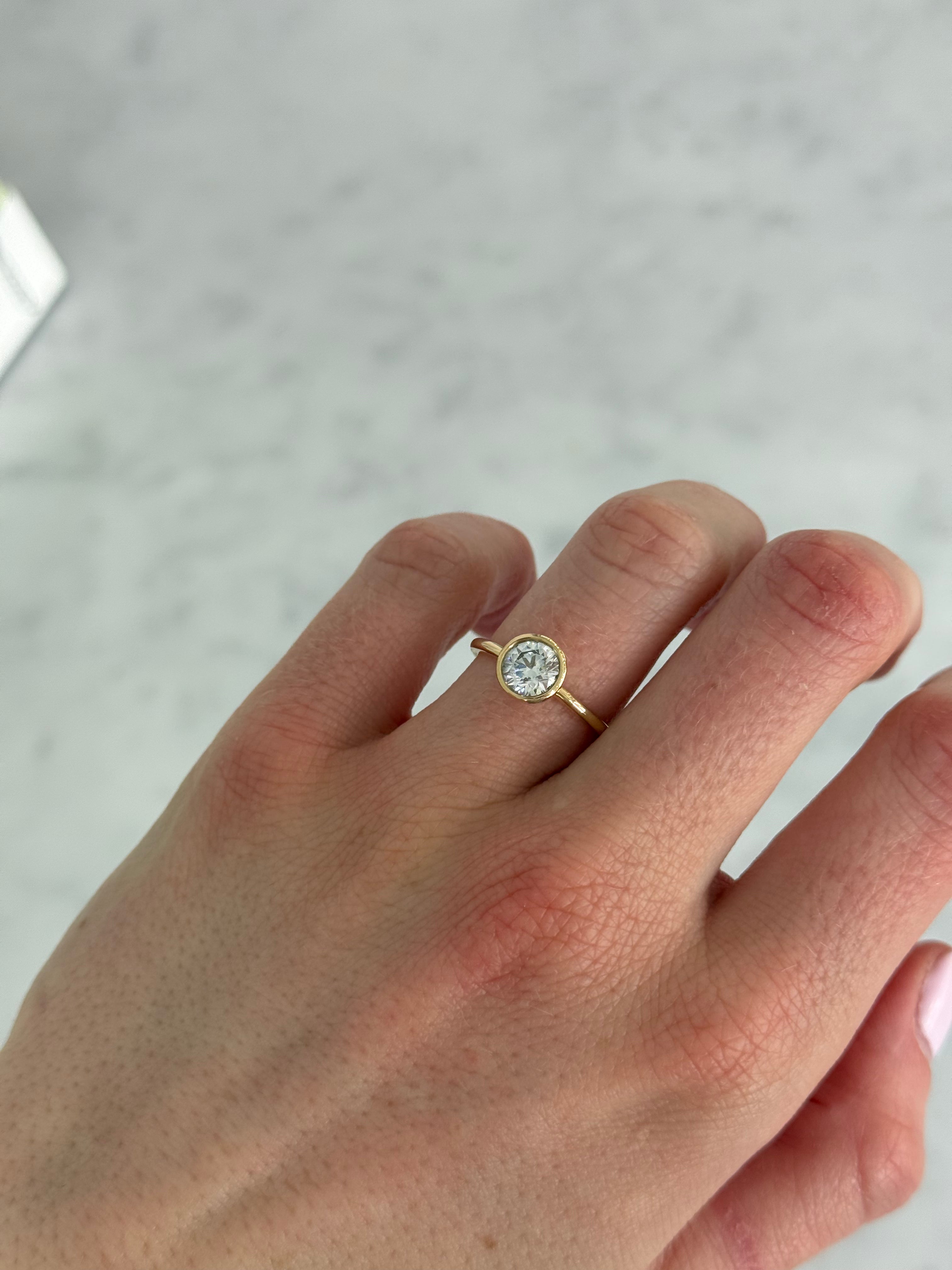 1.00 ct Round Bezel Lab Diamond Ring