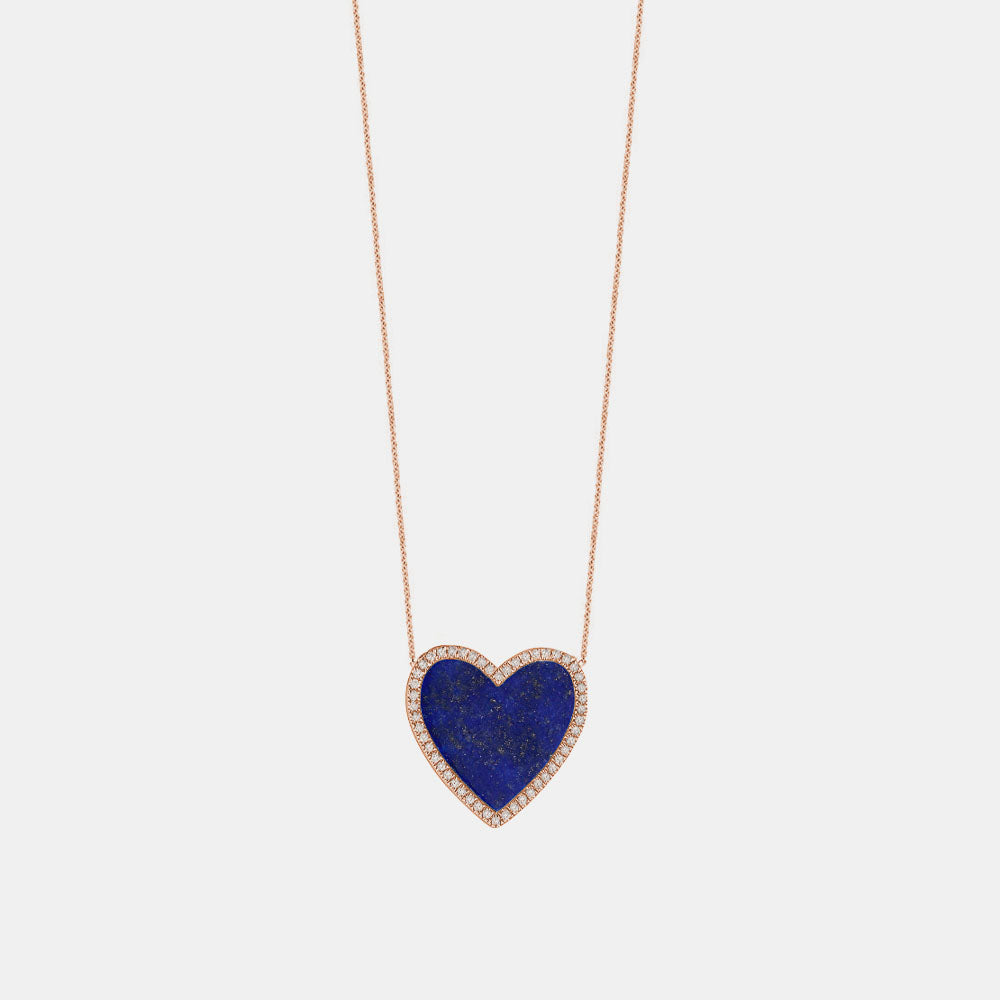Collier de Coeur en Diamant Bleu Marine