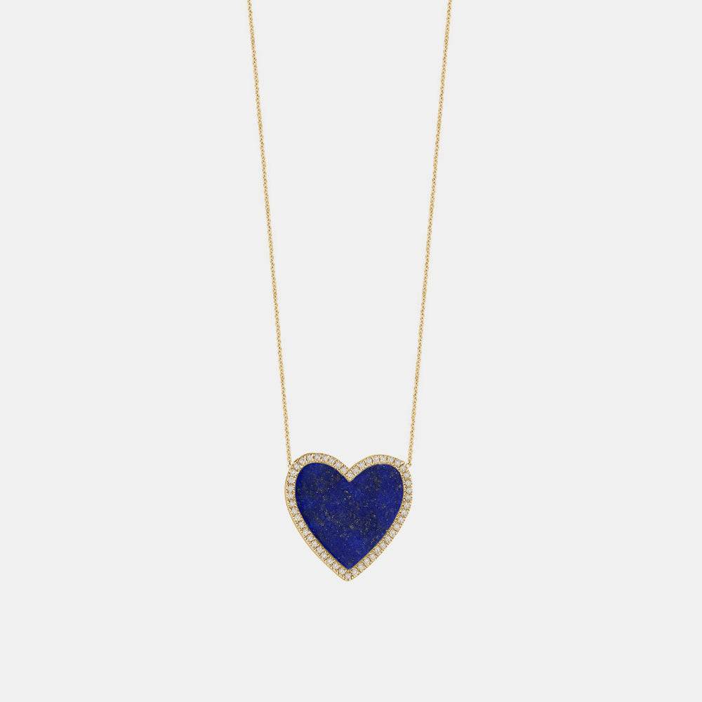 Collier de Coeur en Diamant Bleu Marine