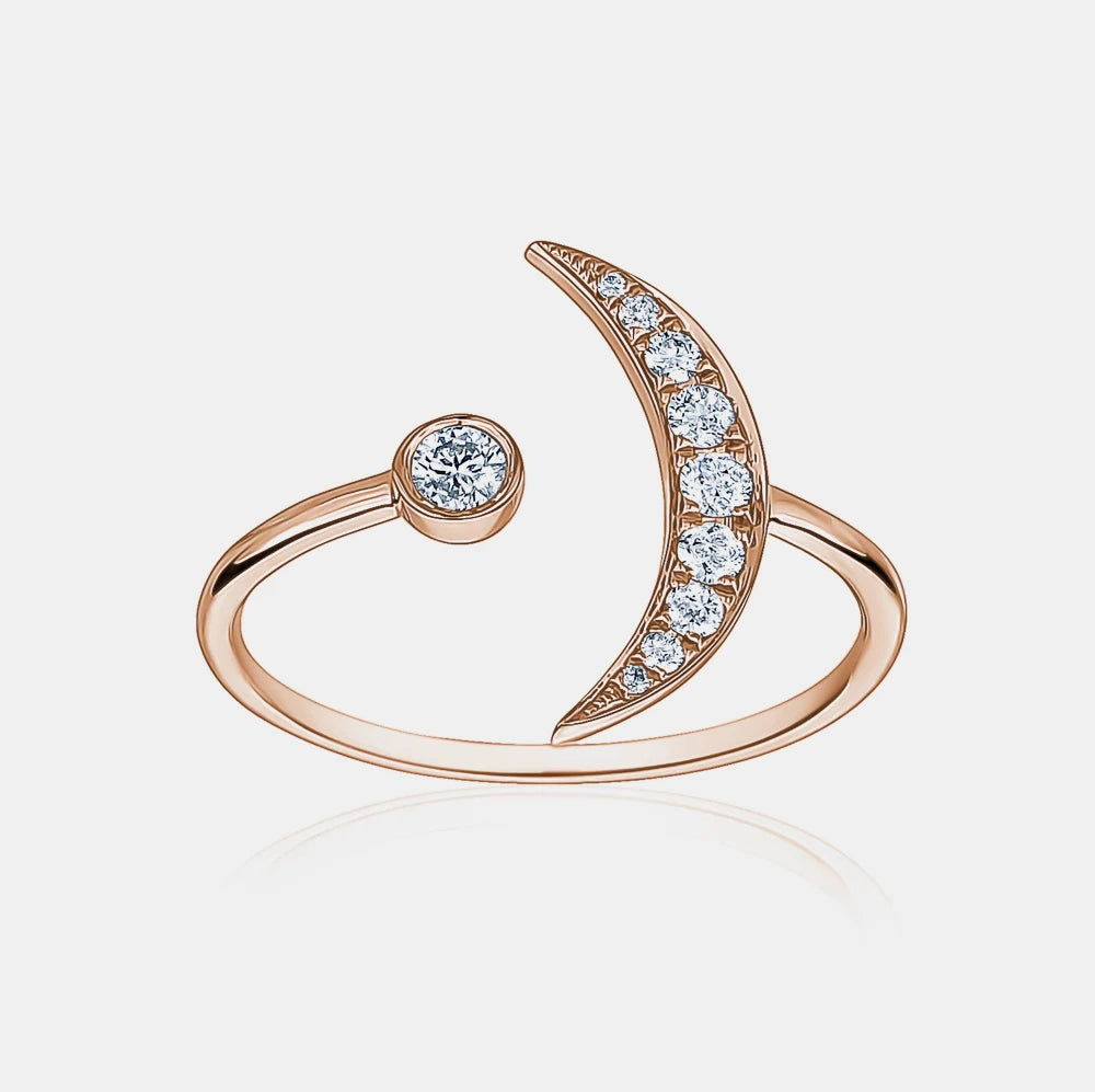 Diamond Crescent Moon Ring