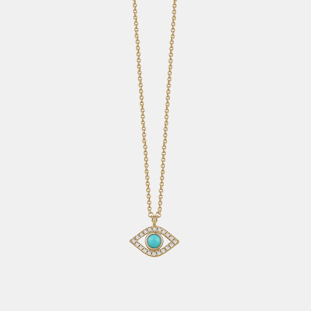 Diamond Turquoise Evil Eye Necklace