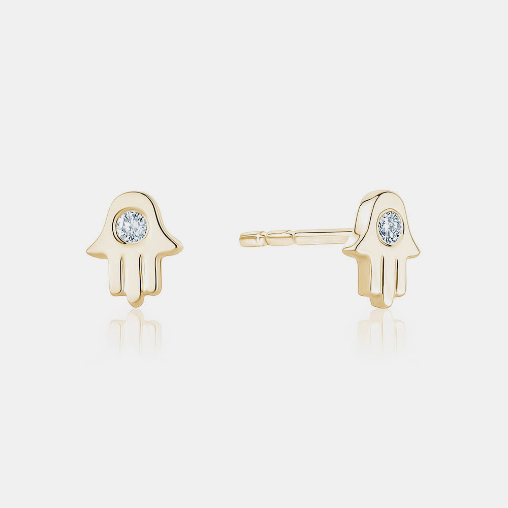 Mini Diamond Hamsa Studs