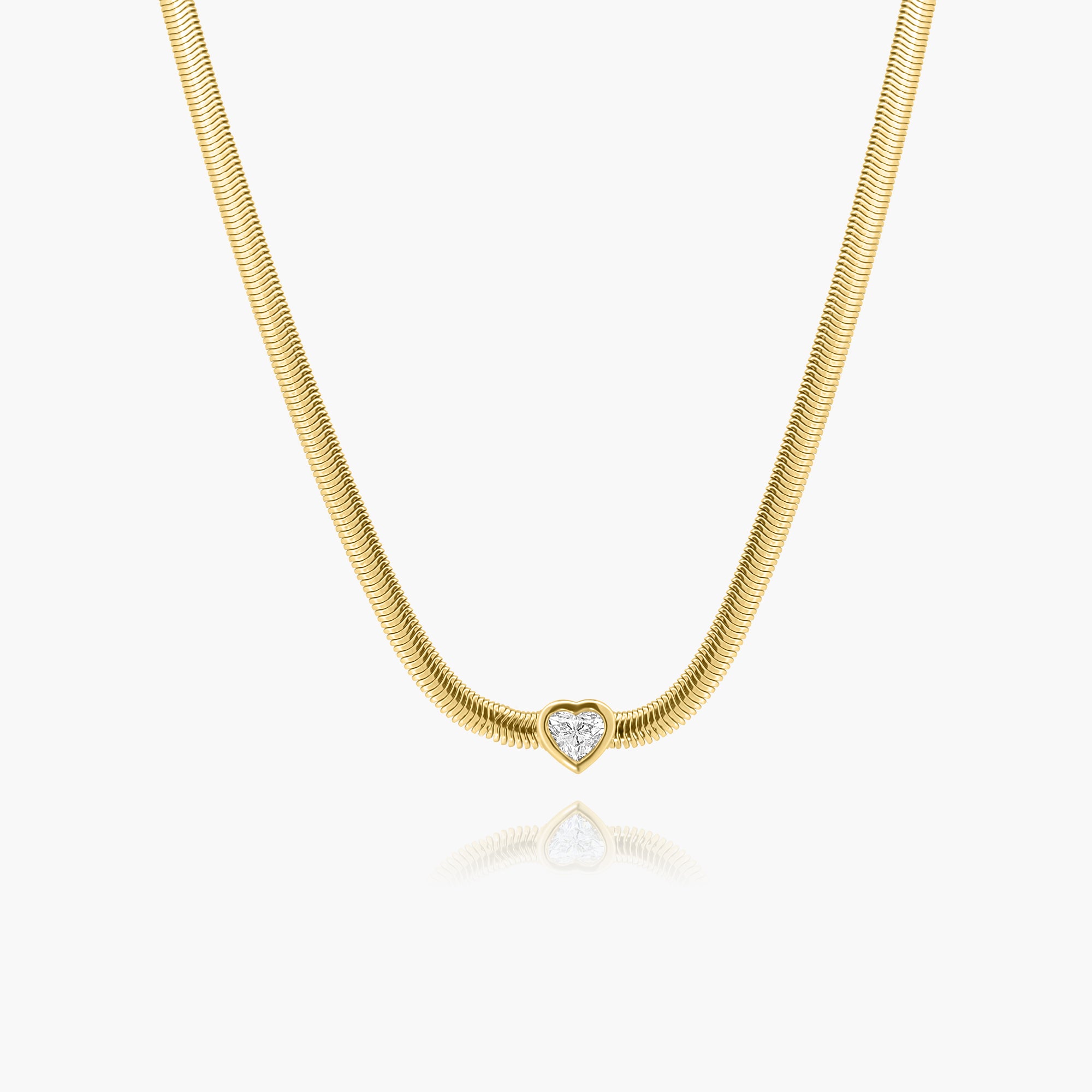 Solitaire Diamond Heart Snake Necklace