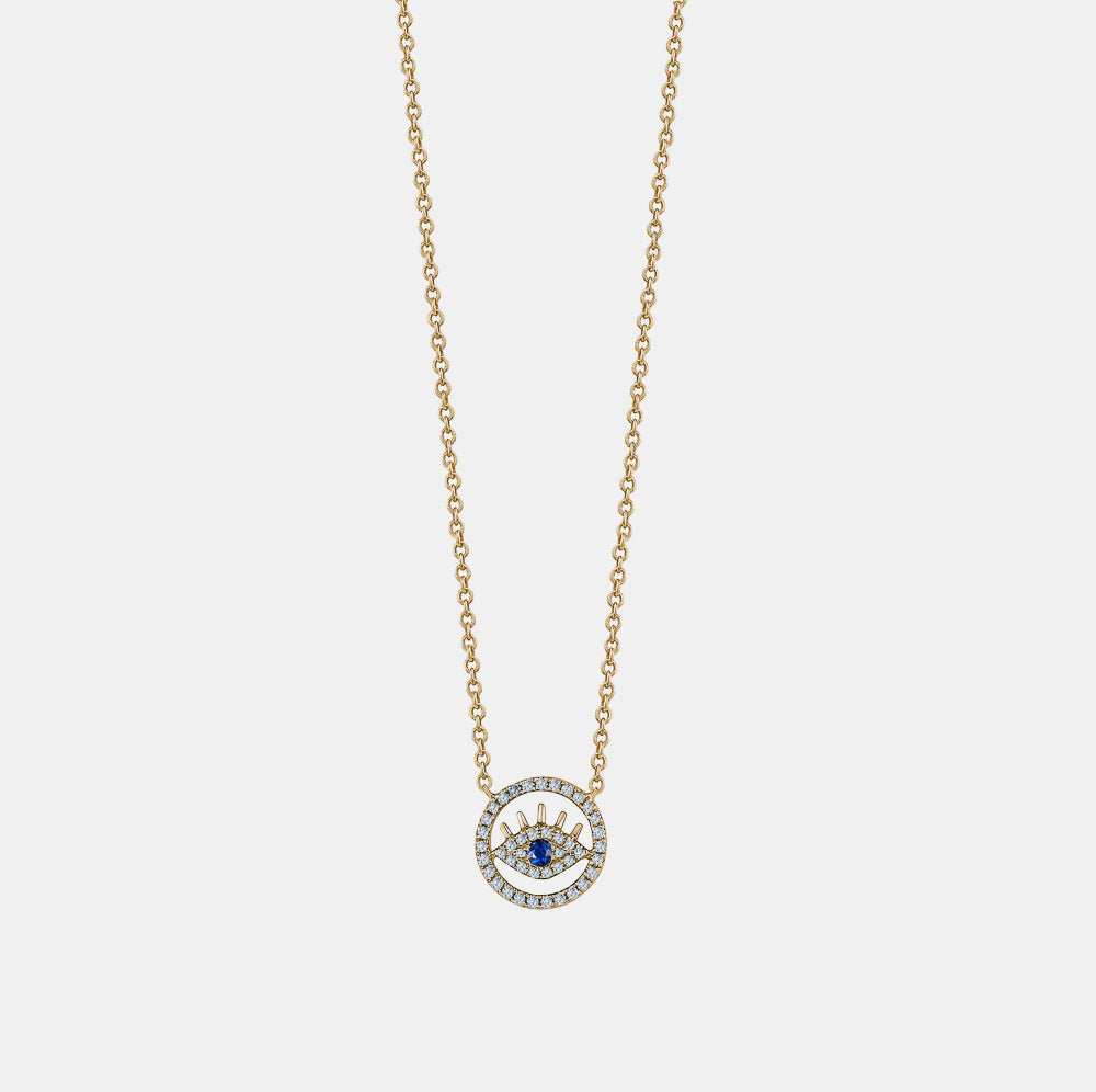 Diamond Cut-Out Evil Eye Lashes Necklace