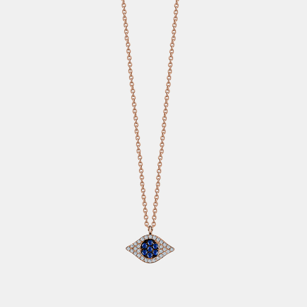 Diamond Blue Sapphire Evil Eye Necklace