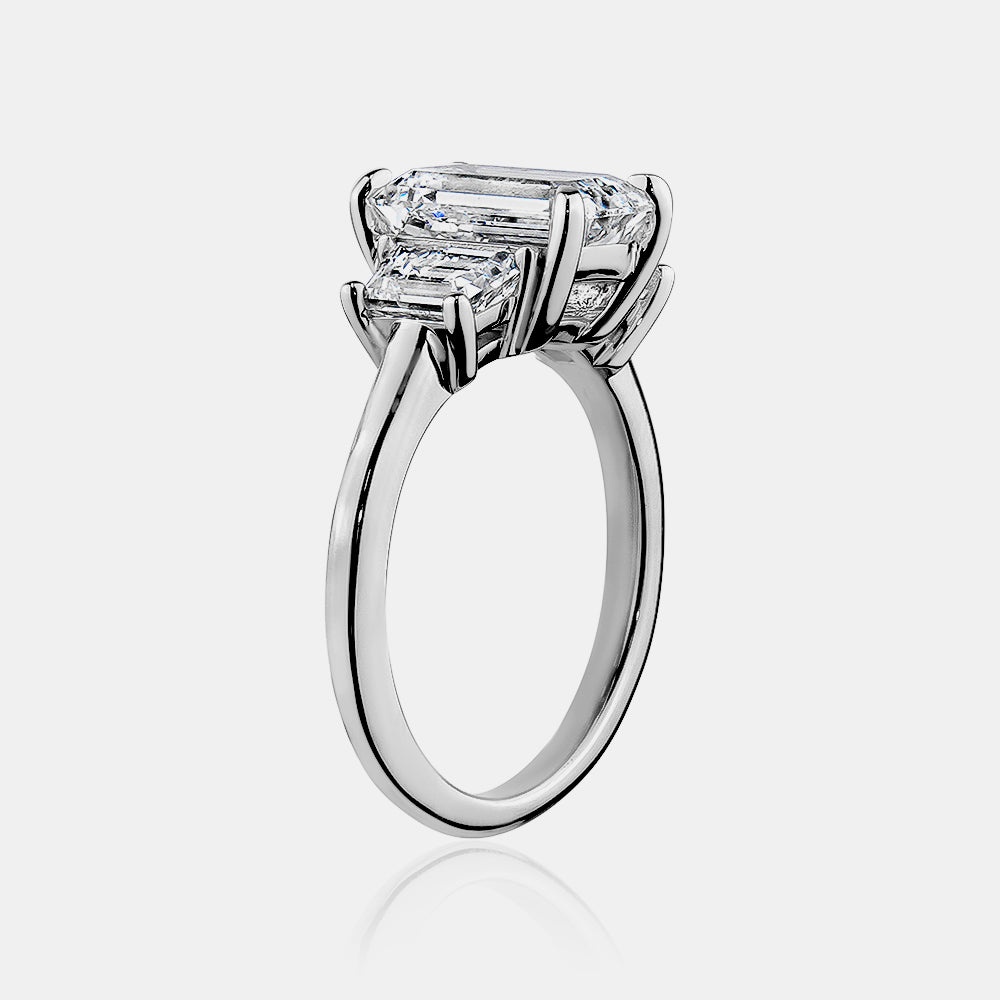 Emerald Cut with Trapezoid Side Stone Engagement Ring