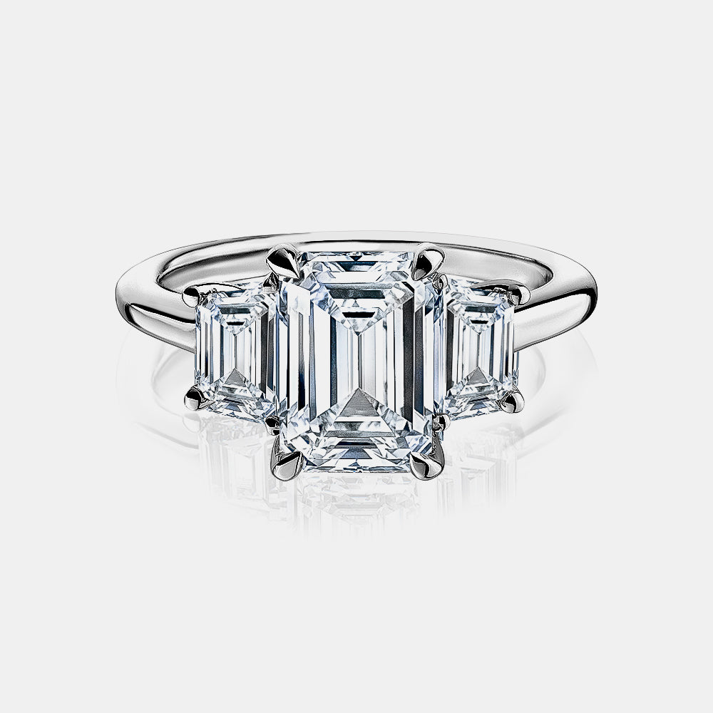 Emerald Cut with Trapezoid Side Stone Engagement Ring