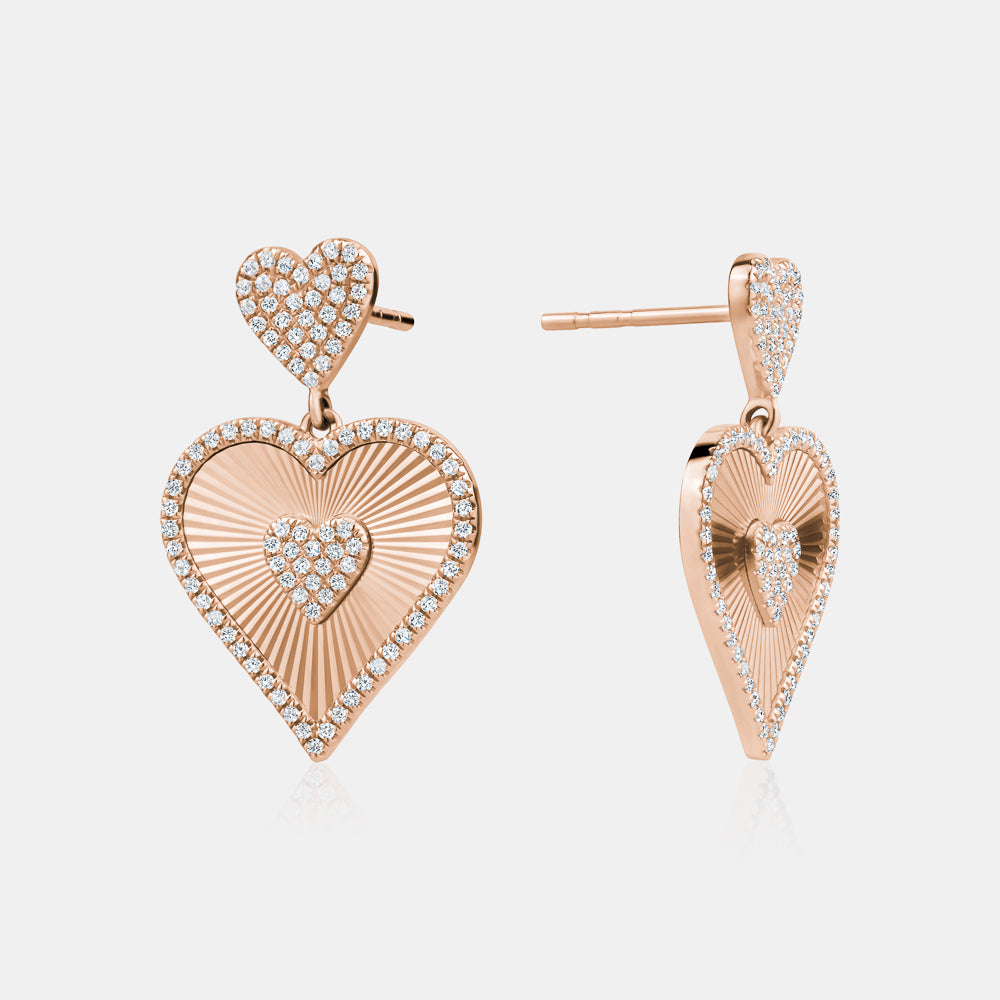 Fluted Dangling Heart Earrings